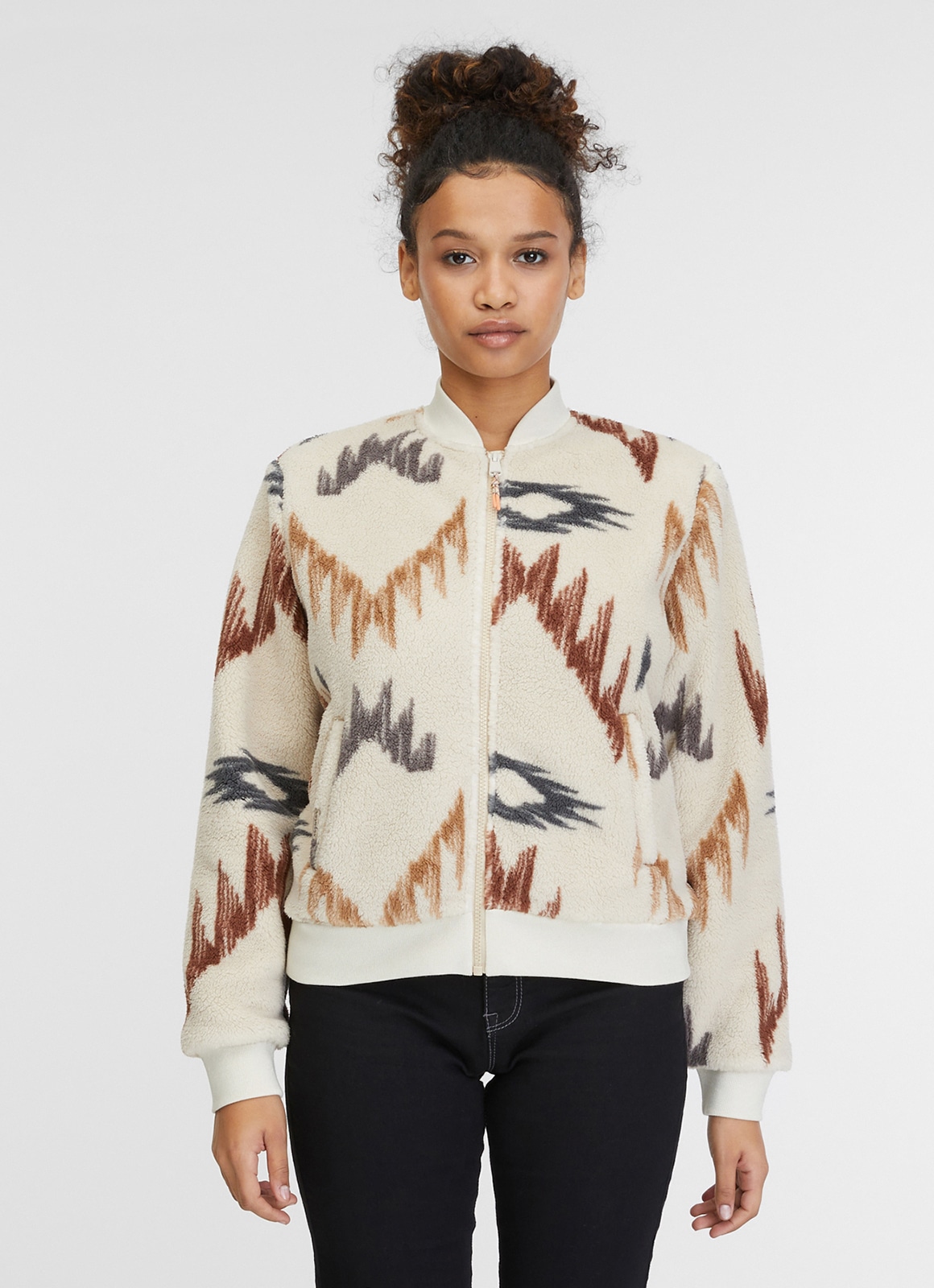 Ragwear Sweatjacke »CAIRRO AZTEC«, aus weichem Teddy Plüsch und Allover Azteken Muster