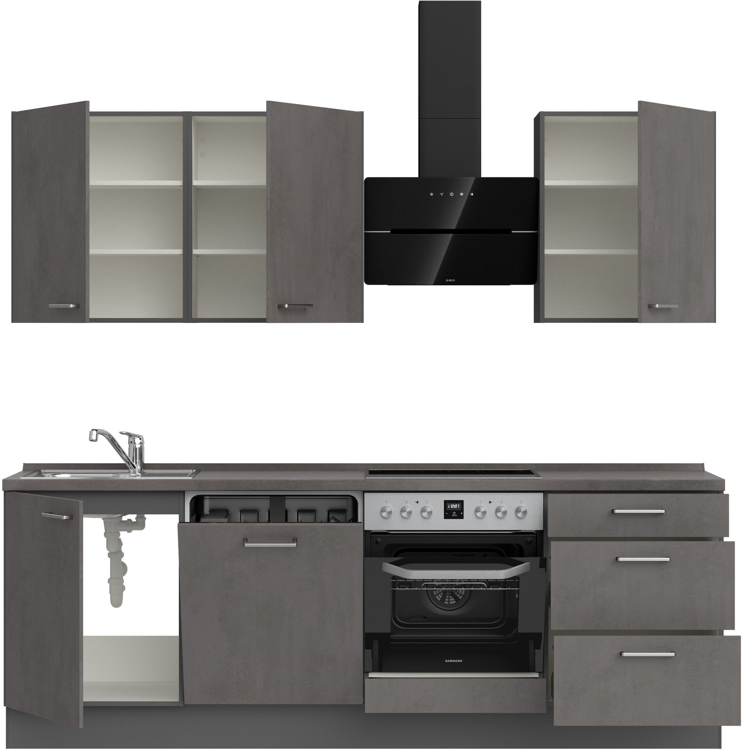 nobilia® Küchenzeile »"Riva II"«, vormontiert, Ausrichtung wählbar, Breite 240 cm, wahlw. mit E-Geräten