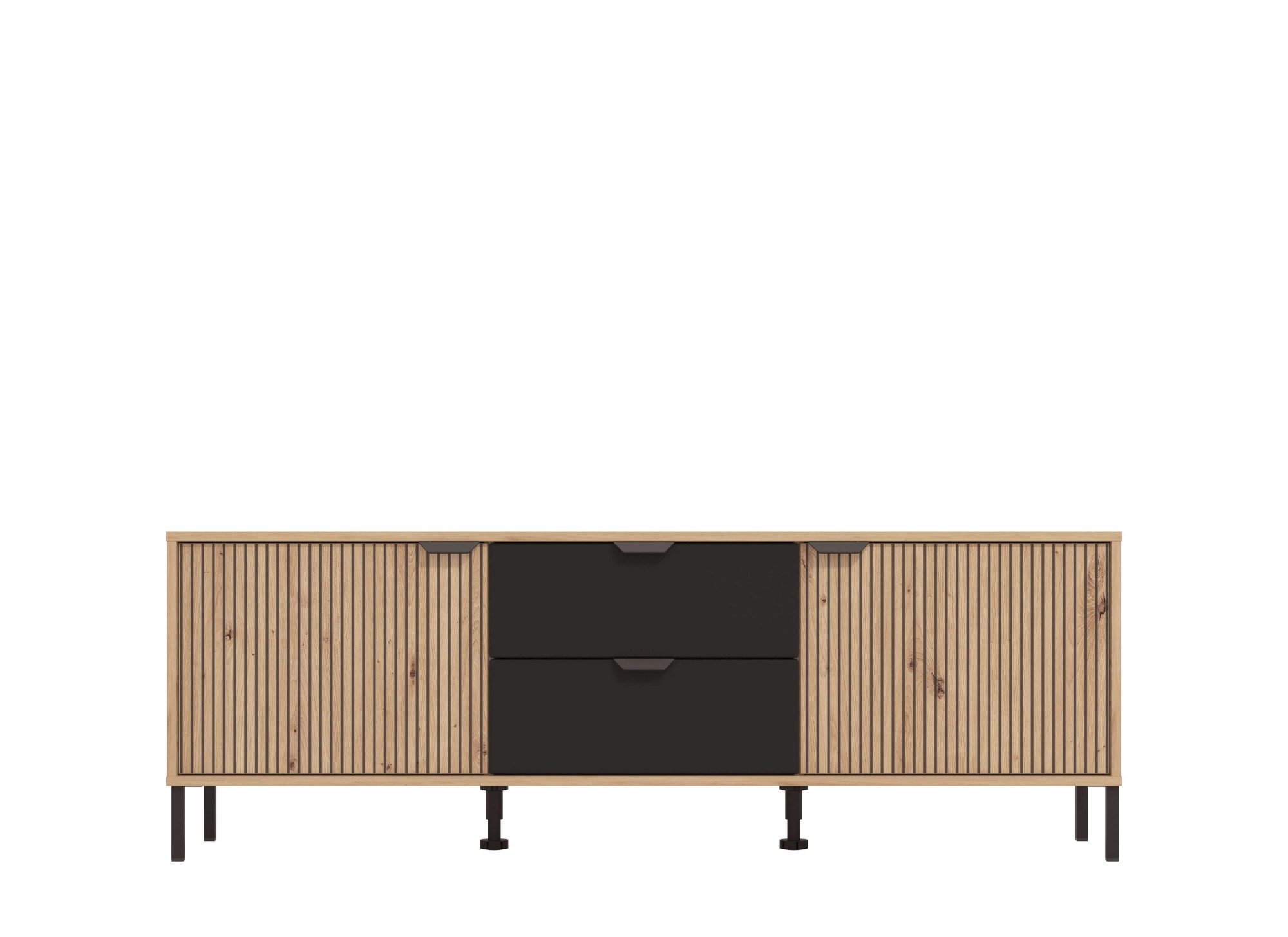 Home affaire Lowboard »Mayenne, TV-Lowboard, Breite 157 cm«, TV-Kommode, Türen mit Rillen-Optik, 2 Schubkästen