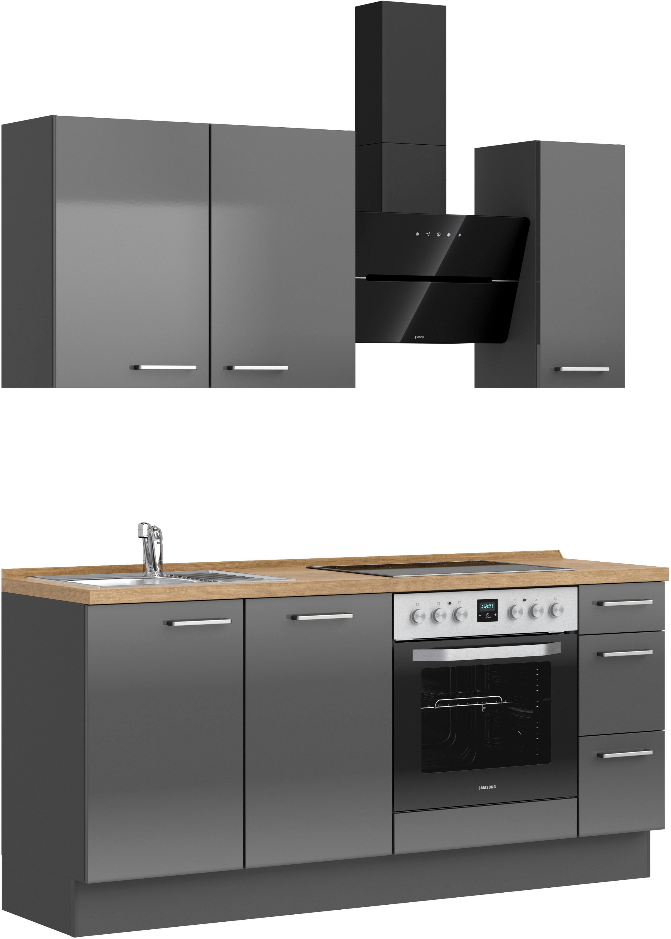 nobilia® Küchenzeile »"Flash II"«, vormontiert, Ausrichtung wählbar, Breite 180 cm, wahlw. mit E-Geräten
