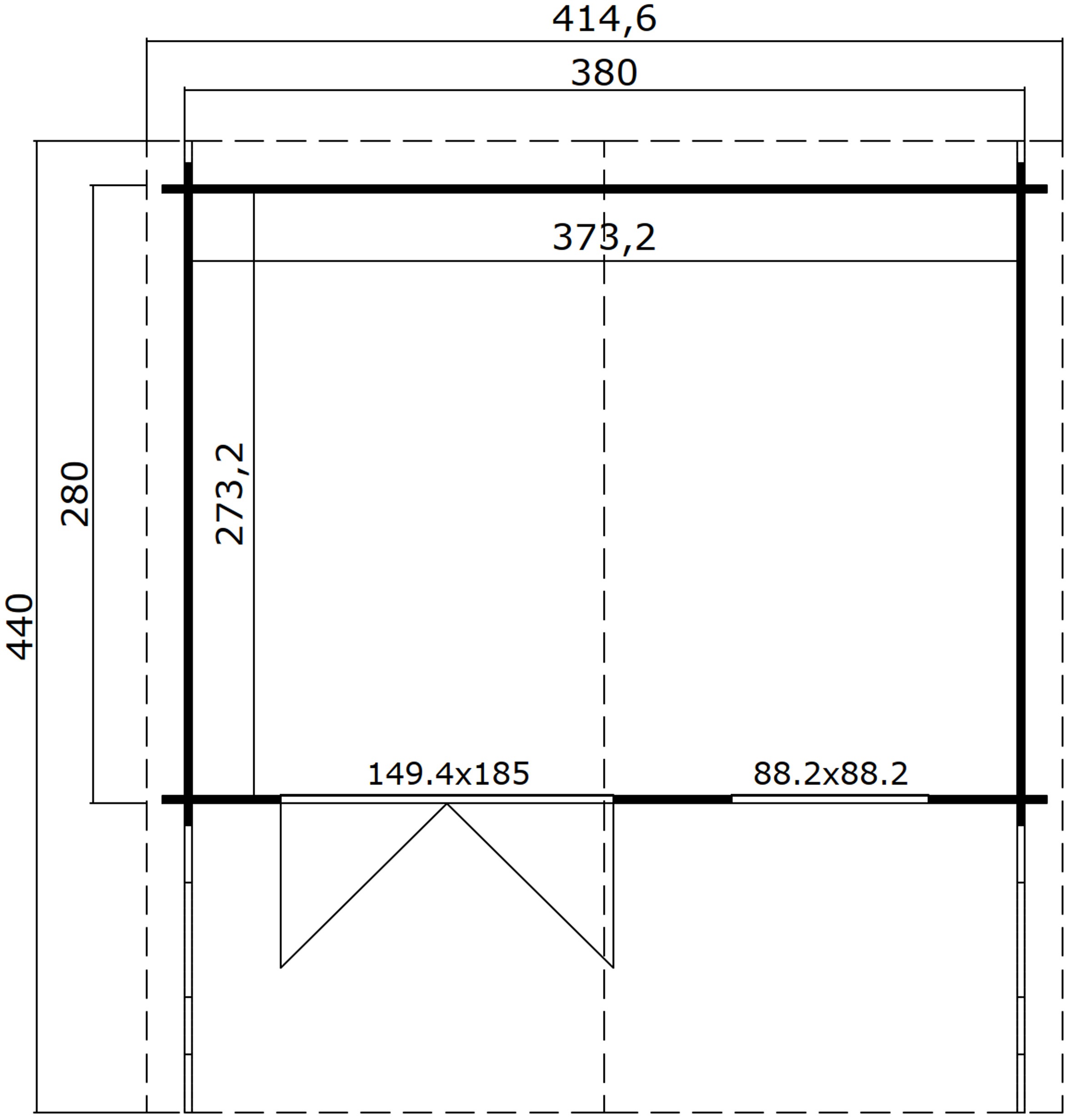 LASITA MAJA Gartenhaus »Orlando 34«, Blochbohlenhaus 34mm, Fundamentmass 3800x2800, Naturbelassen