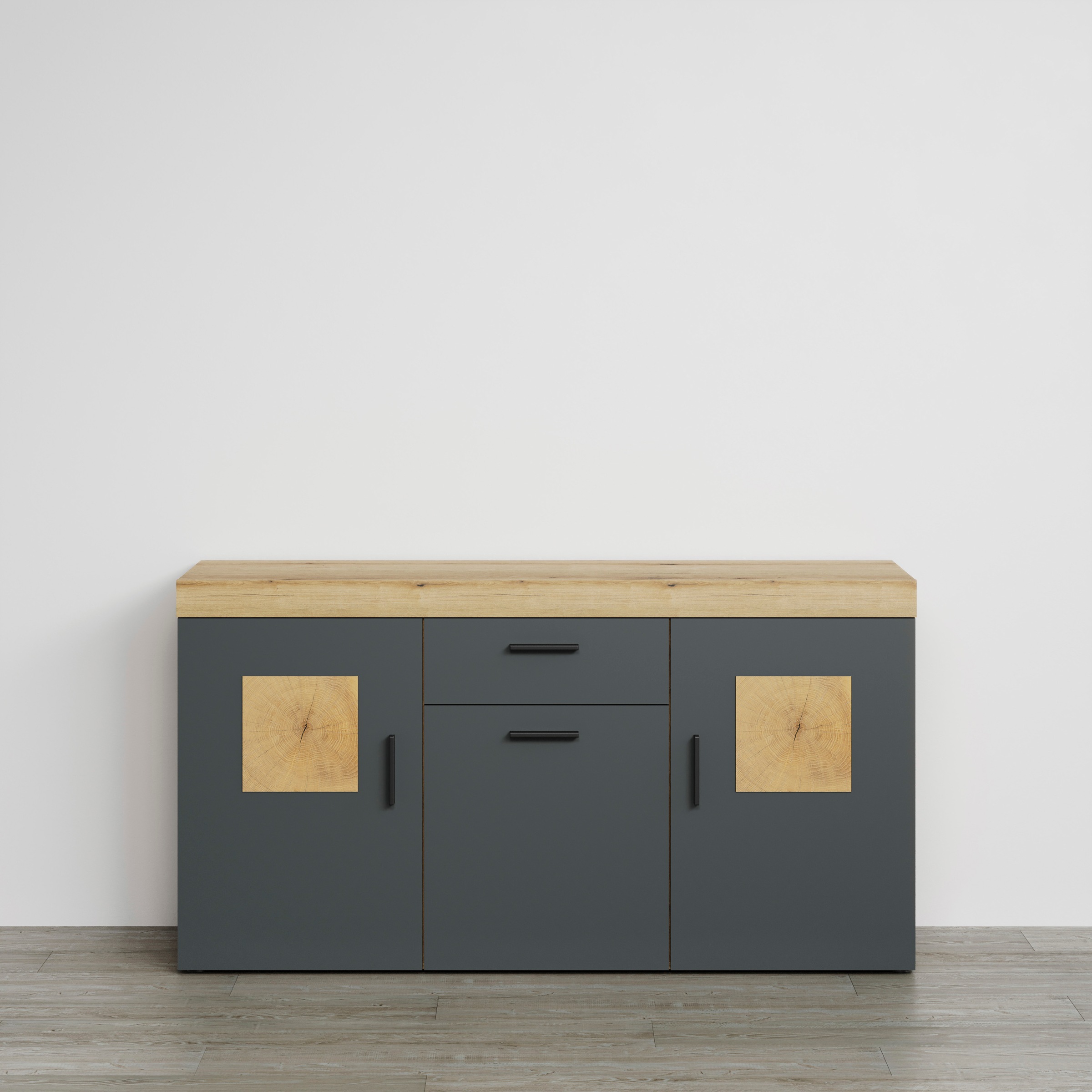 Home affaire Sideboard »Ghent«, (Packung, 1 St.), Kommode mit Hirnholzapplikationen - (B/T/H): 160/42/86 cm