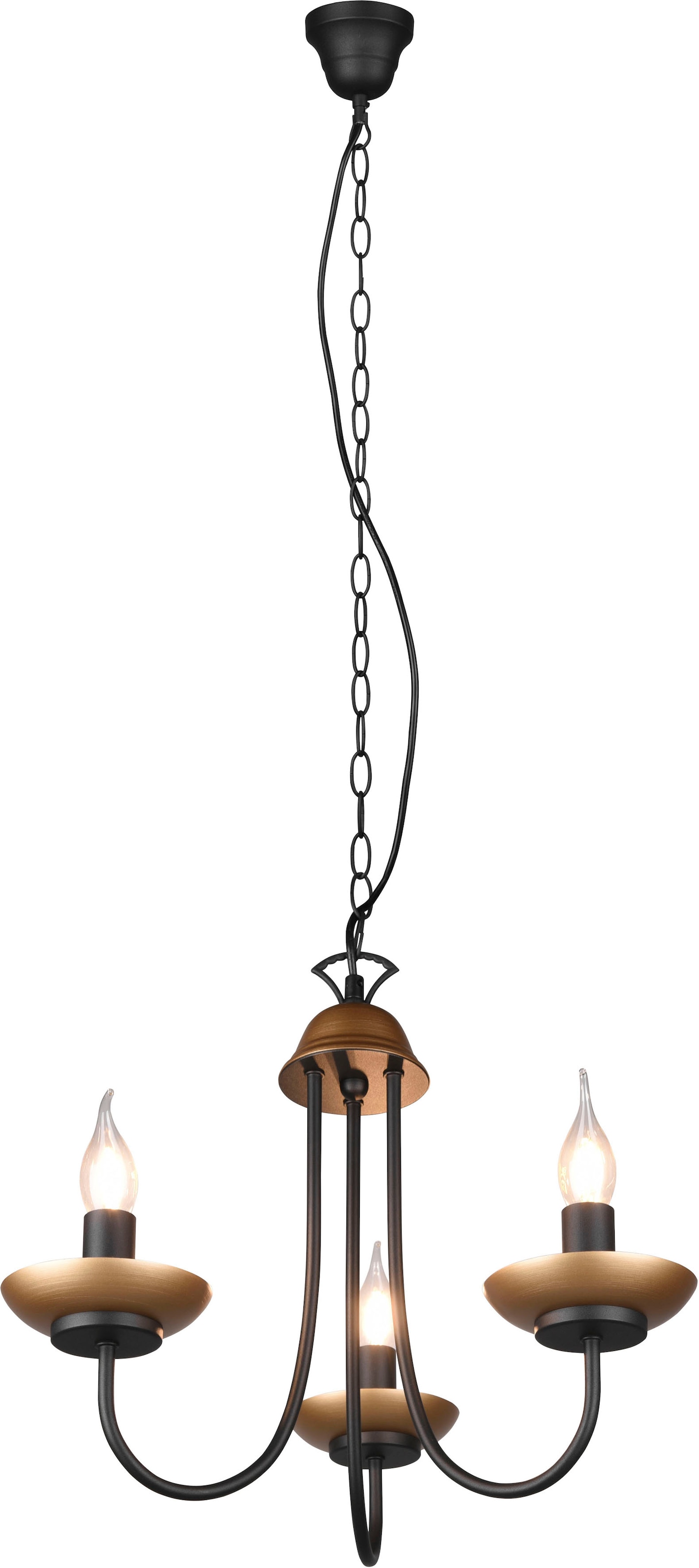 TRIO Leuchten Kronleuchter »Livia«, 3 Höhe 3-flammig bestellen schwarz-gold, online max in 150cm flammig-flammig, 28W), exkl 3xE14 (max Lüster