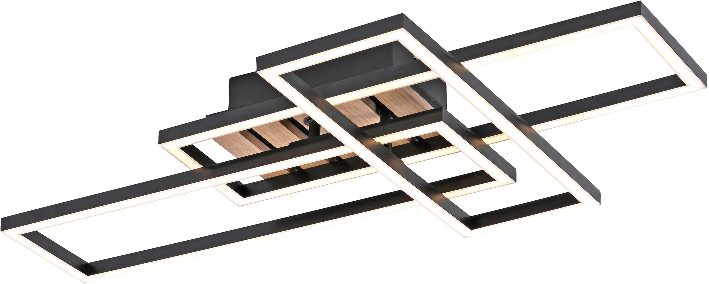 JUST LIGHT LED Deckenleuchte »AKUSTIKA« LED-Board 1 Stk. Warmweiß Eichenfurnier und schwarz, Rahmen drehbar