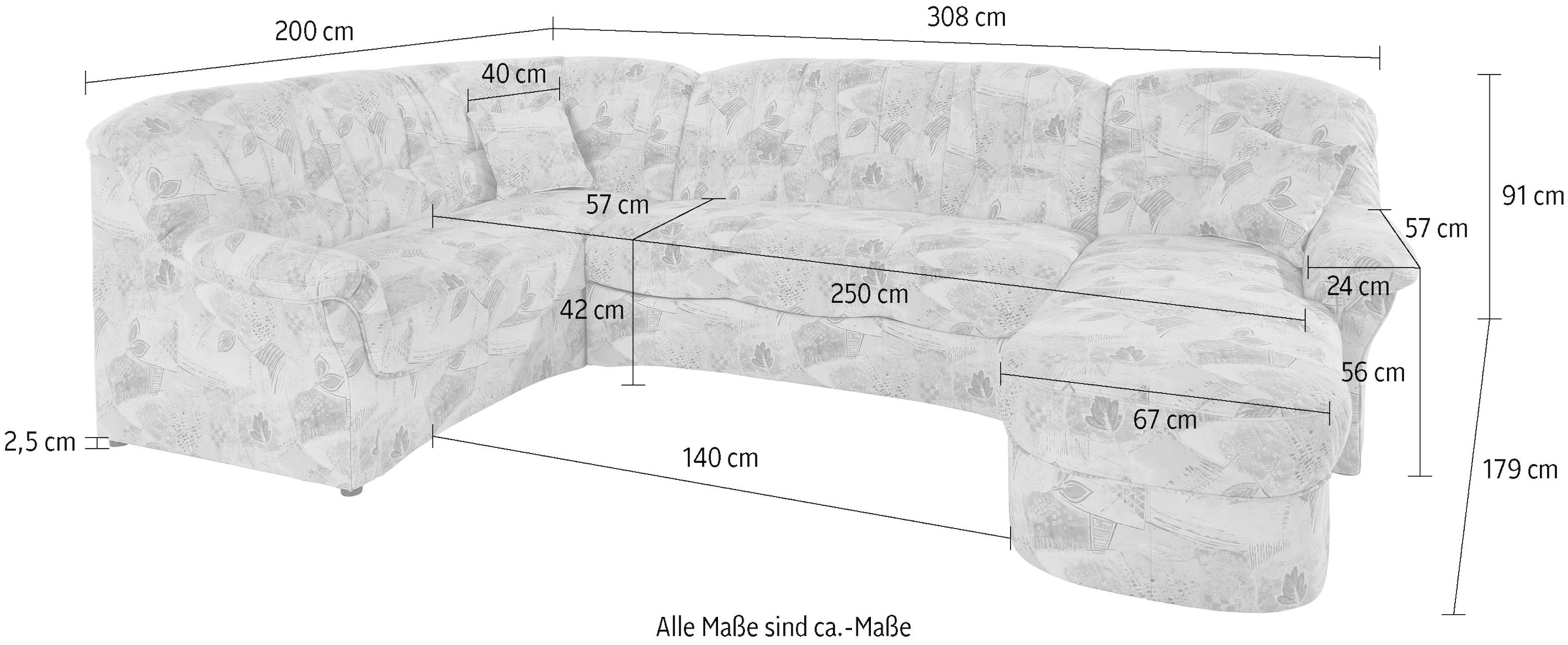DOMO collection Wohnlandschaft »Bahia mit viel Platz, zeitloses Design, U-Form, Luxus-Microfaserbezug«, wahlweise mit Bettfunktion
