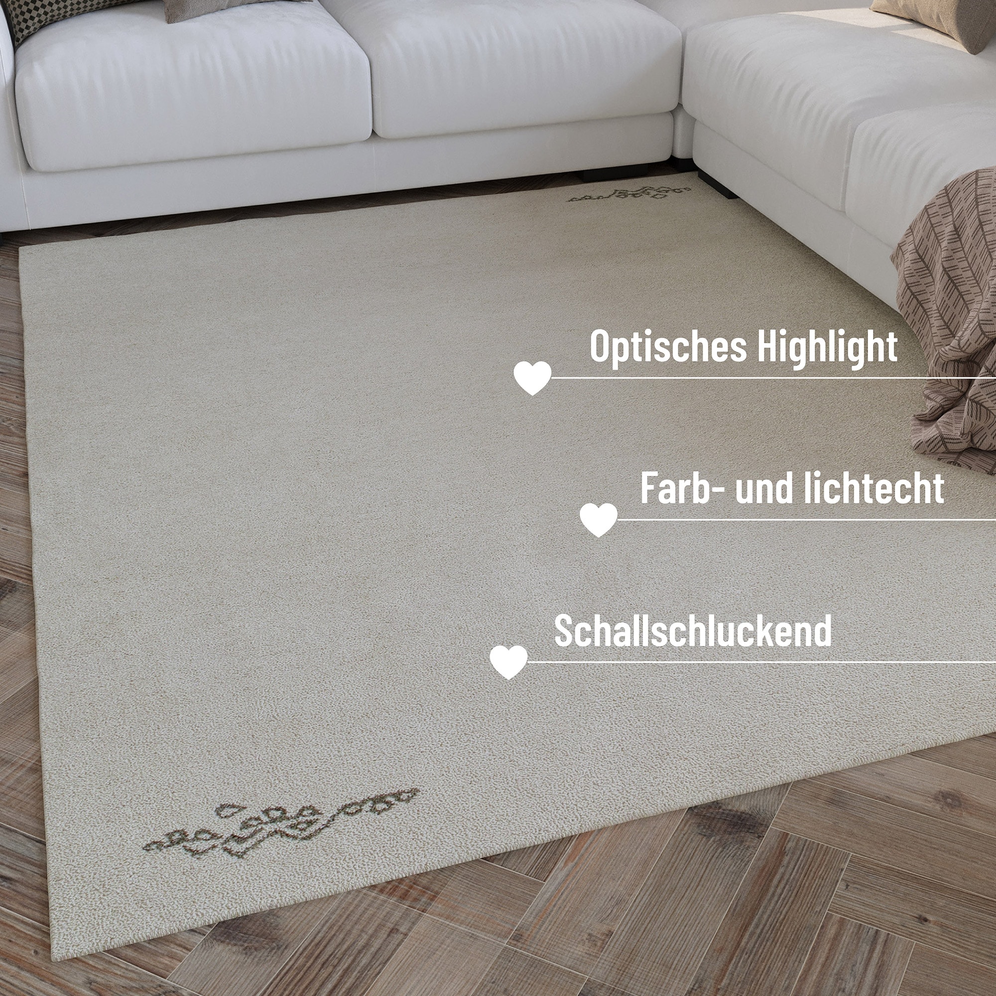 Wecon home Wollteppich »Hamptons FORTYFOUR«, rechteckig, 20 mm Höhe, Läufer, Schurwolle, Kurzflor, Wohnzimmer, Schlafzimmer, Ornamente