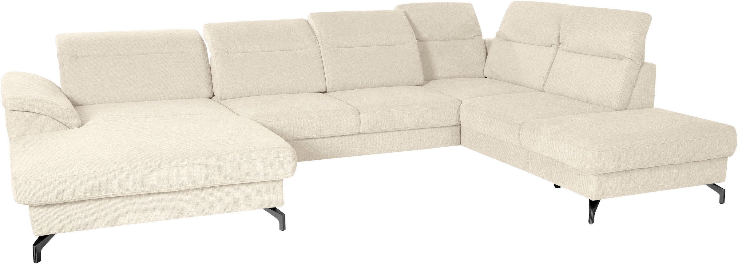 sit&more Wohnlandschaft »Percy U-Form«, 12 cm Fußhöhe, Sitztiefenverstellung, wahlweise in 2 Fußfarben