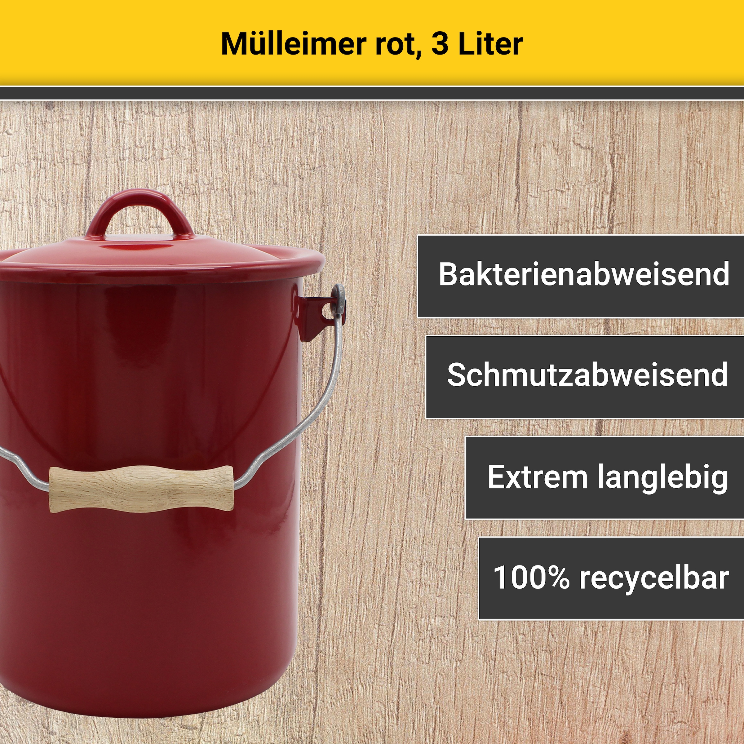 Krüger Mülleimer, schnitt- / kratzfeste Oberfläche, bakterienabweisend, extrem langlebig