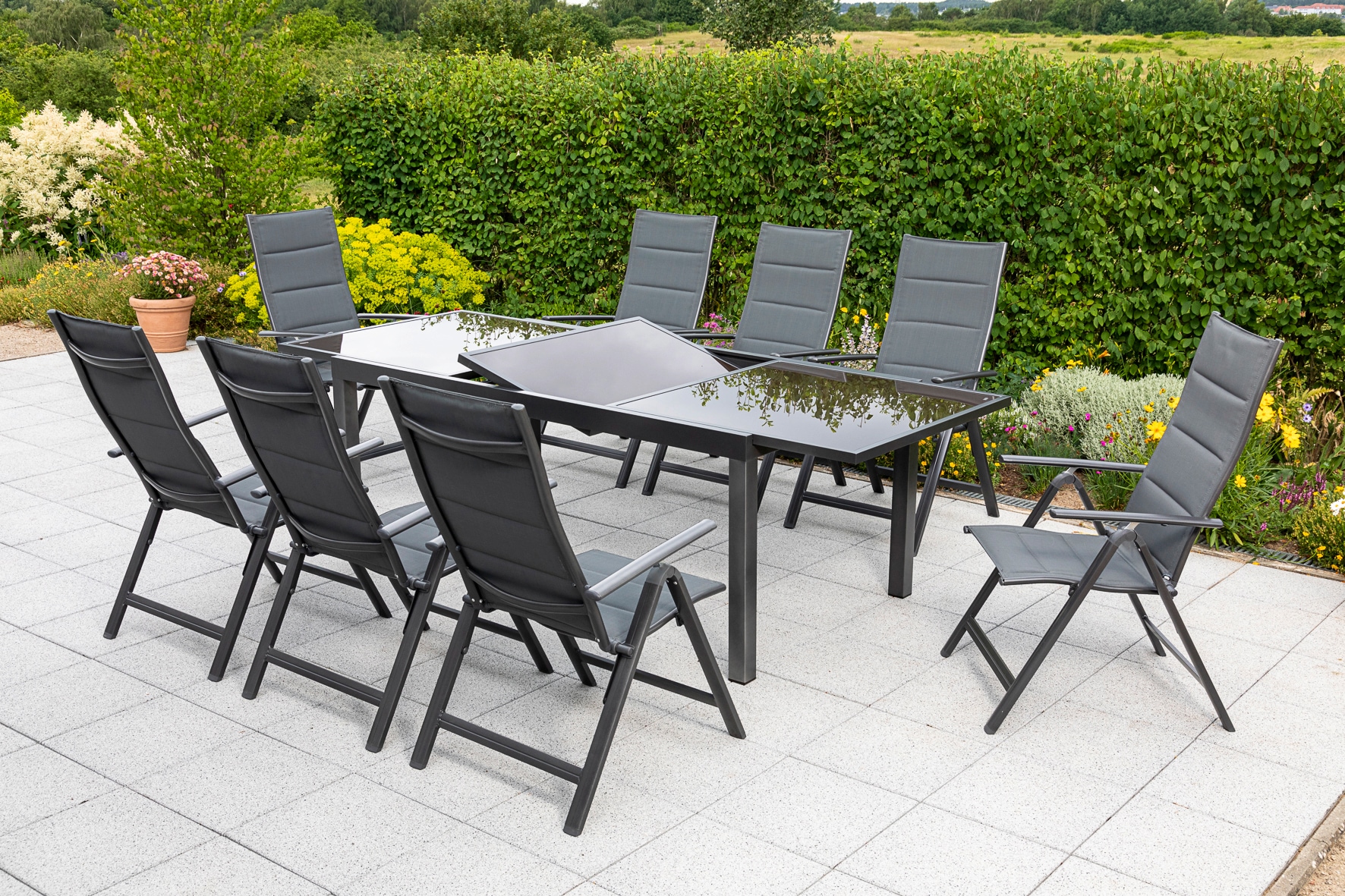 MERXX Garten-Essgruppe »Taviano« Set, 9 Stk. tlg. 8 Klappsessel, 5-fach ver günstig online kaufen