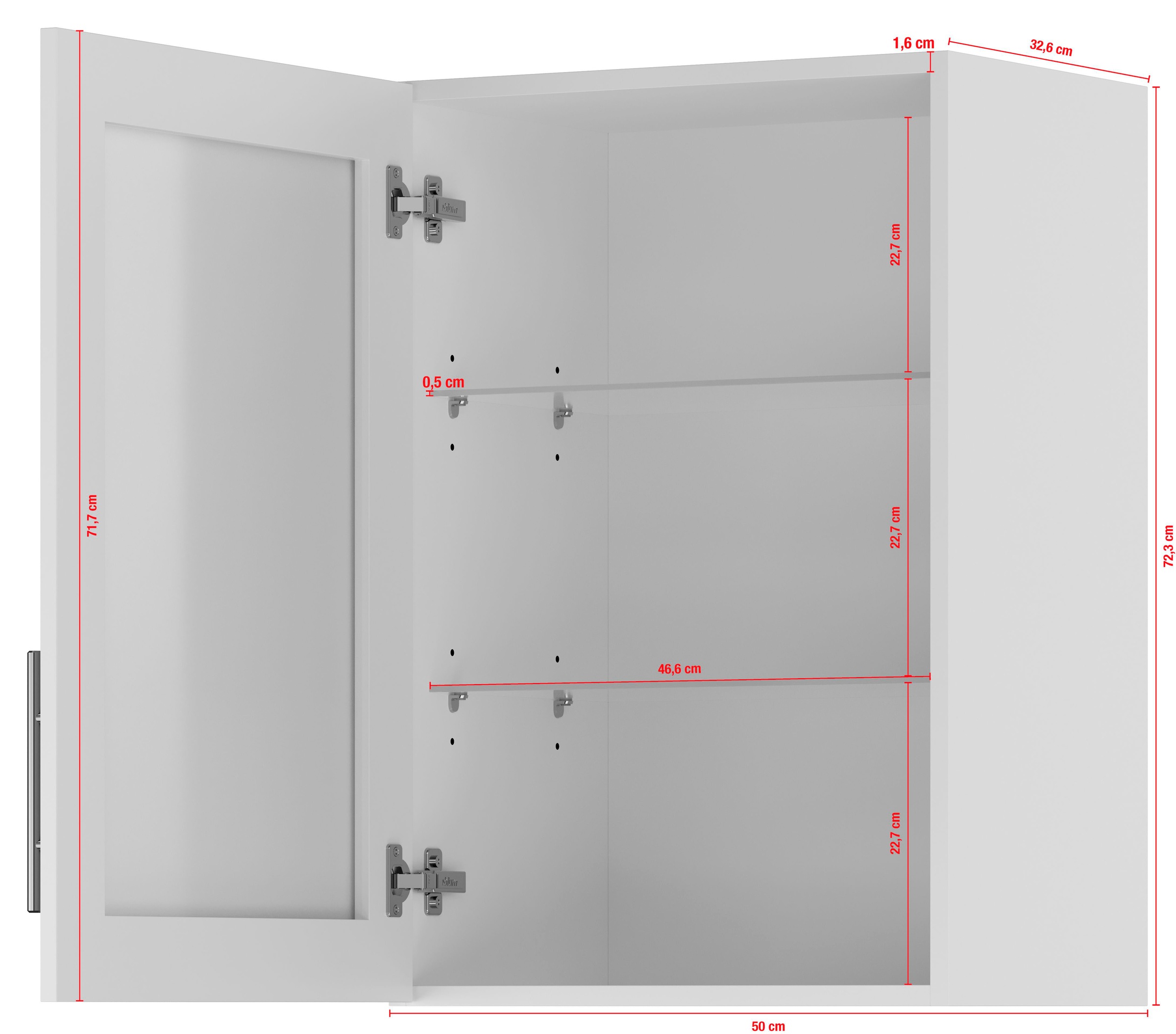 IMPULS KÜCHEN Glashängeschrank »"Prag", Breite 50 cm«, mit Glasdrehtür