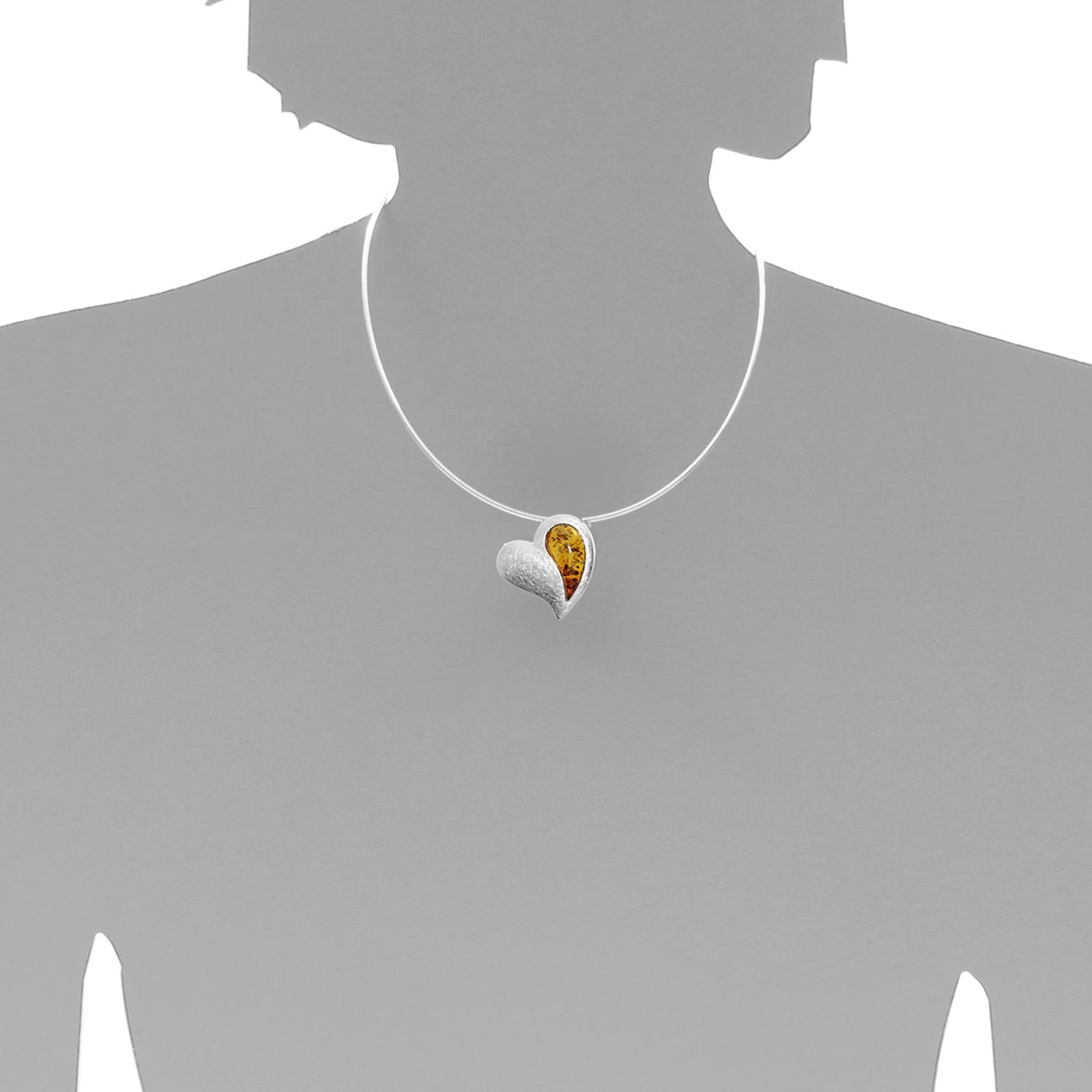 OSTSEE-SCHMUCK Halsreif »Ostsee-Schmuck Halsreif mit Anhänger Gleiter-Herz 30 mm«, (2 tlg.)