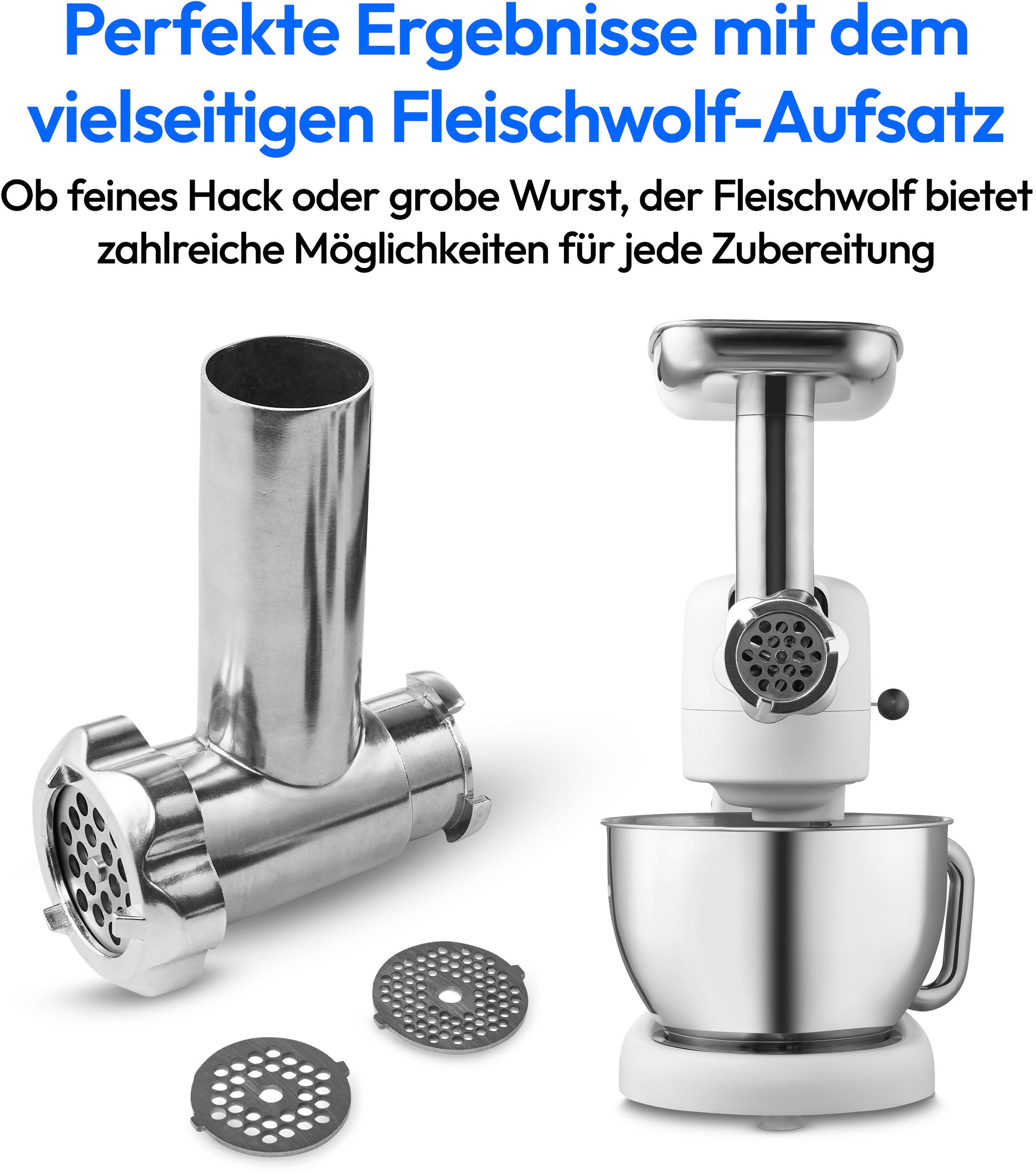 Medion® Küchenmaschine »MD 12600, 8 Geschwindigkeitsstufen, Impulsfunktion, DC-Motor, 4,6 L«, Mit umfangreichem Zubehör-Set, Fleischwolf-Aufsatz, Gemüsereibe