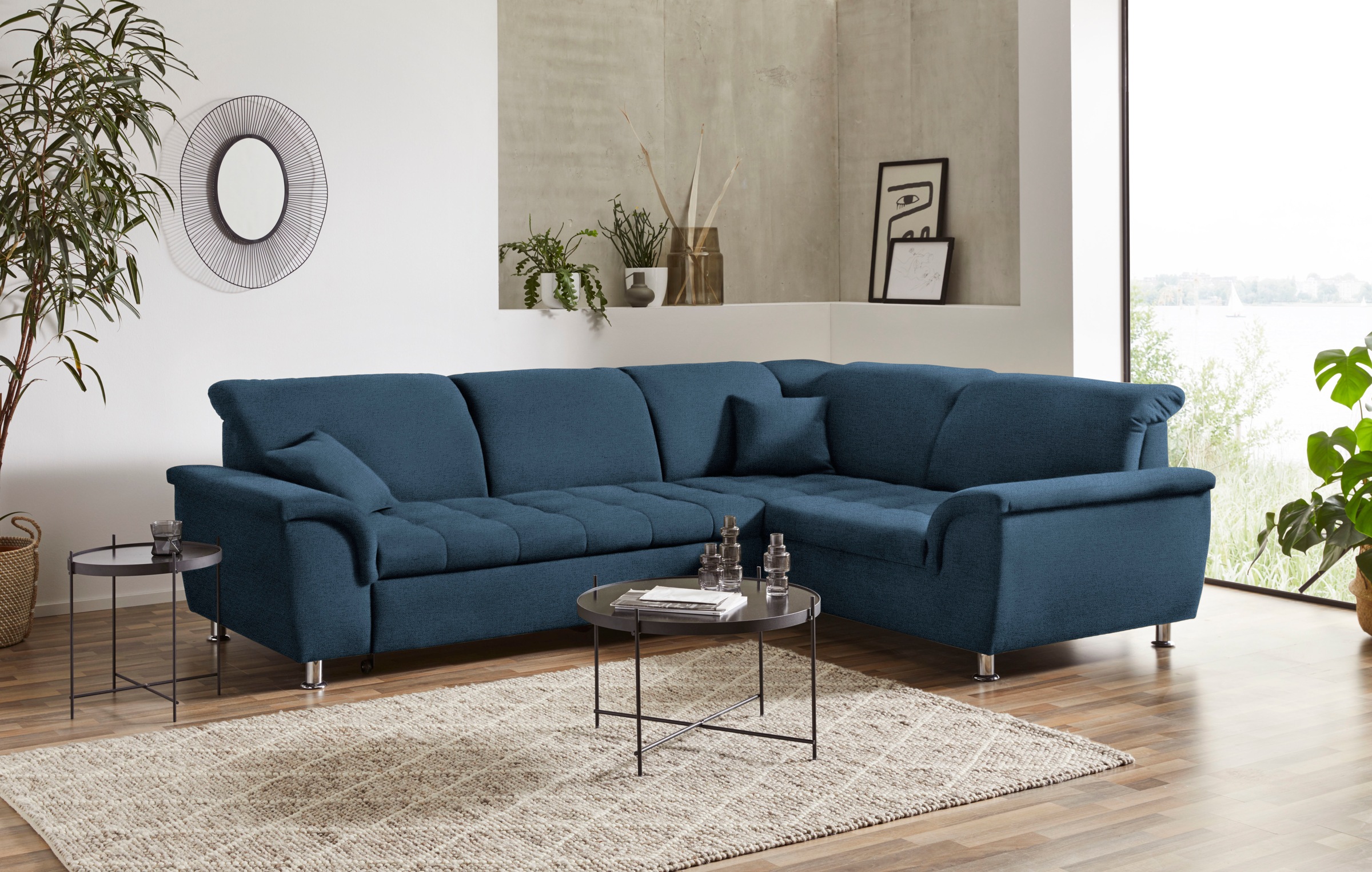 DOMO collection Ecksofa »Franzi, zeitlos und elegant, moderne Sitzheftung, günstig online kaufen