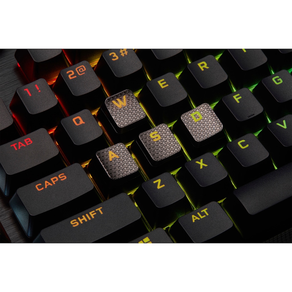 Corsair Gaming-Tastatur »K100 CORSAIR OPX«, (Handgelenkauflage-USB-Anschluss-Lautstärkeregler-Makro-Tasten-ausklappbare Füße-Ziffernblock)