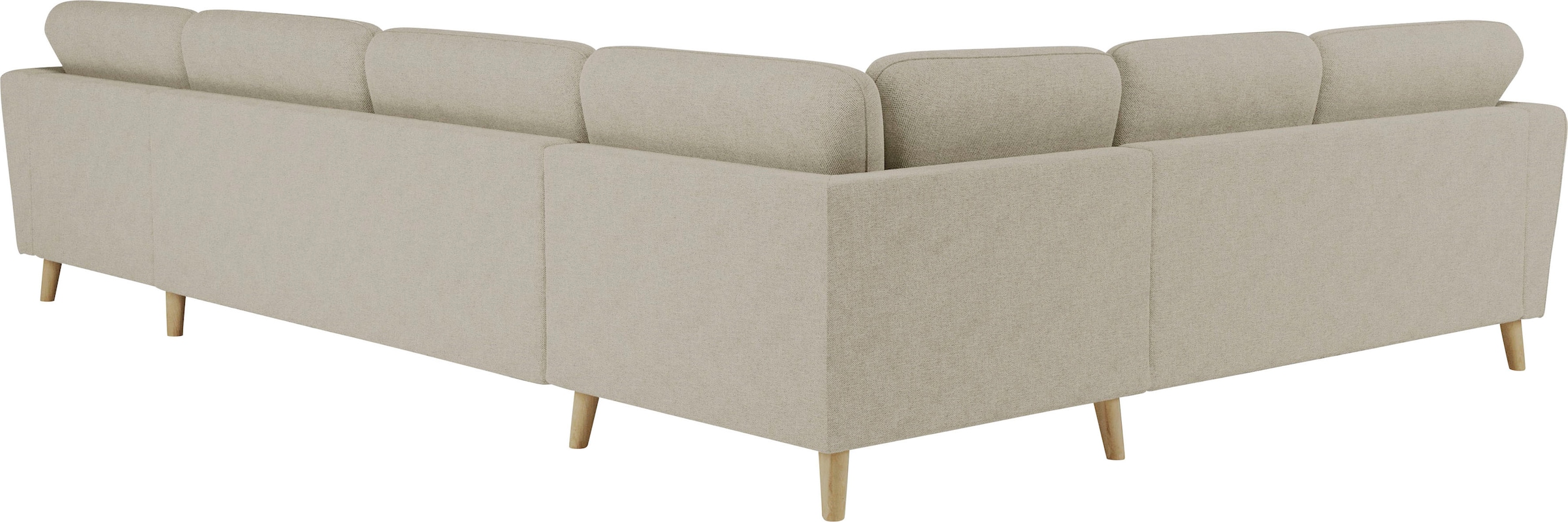 Home affaire Wohnlandschaft »MARSEILLE XXL 349cm, U-Form, Ottomane rechts/links wählbar« Massivholzbeine Eiche, Landhausstil, Wellenunterfederung