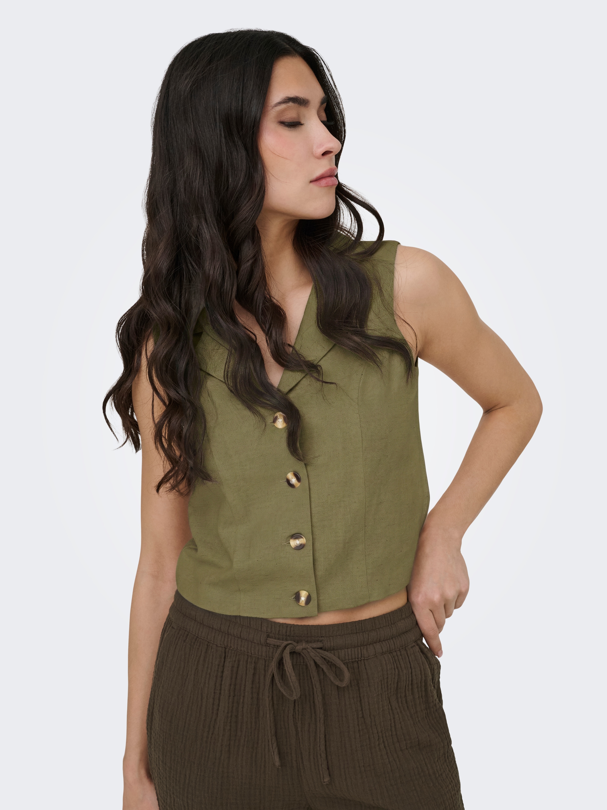 JDY Anzugweste »JDYMILAN LINEN S/L WAISTCOAT TLR« mit Leinen