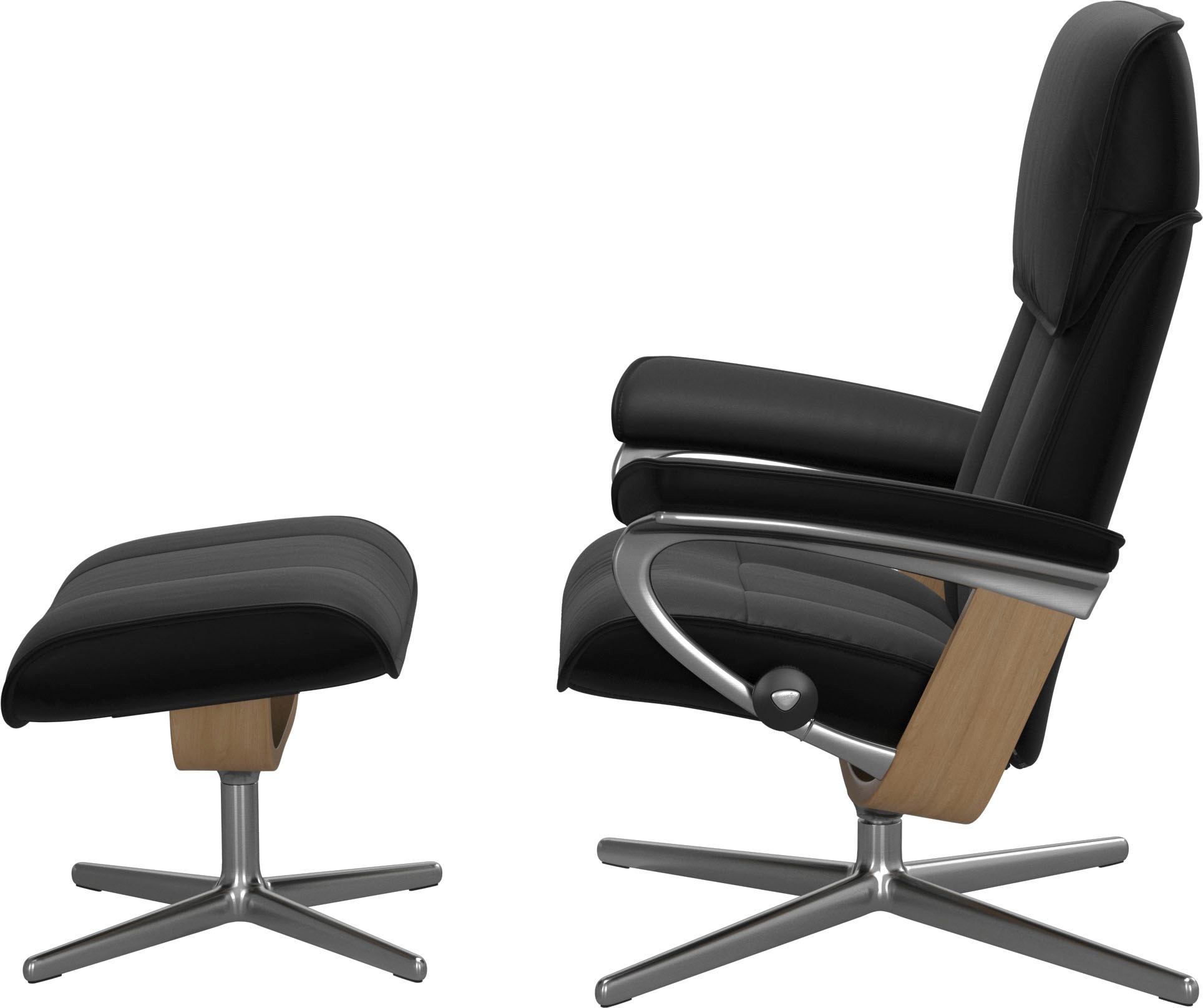 Stressless® Relaxsessel »Admiral« Set, Relaxsessel inkl. Hocker,  mit Cross Base, Größe M & L, Holzakzent Eiche