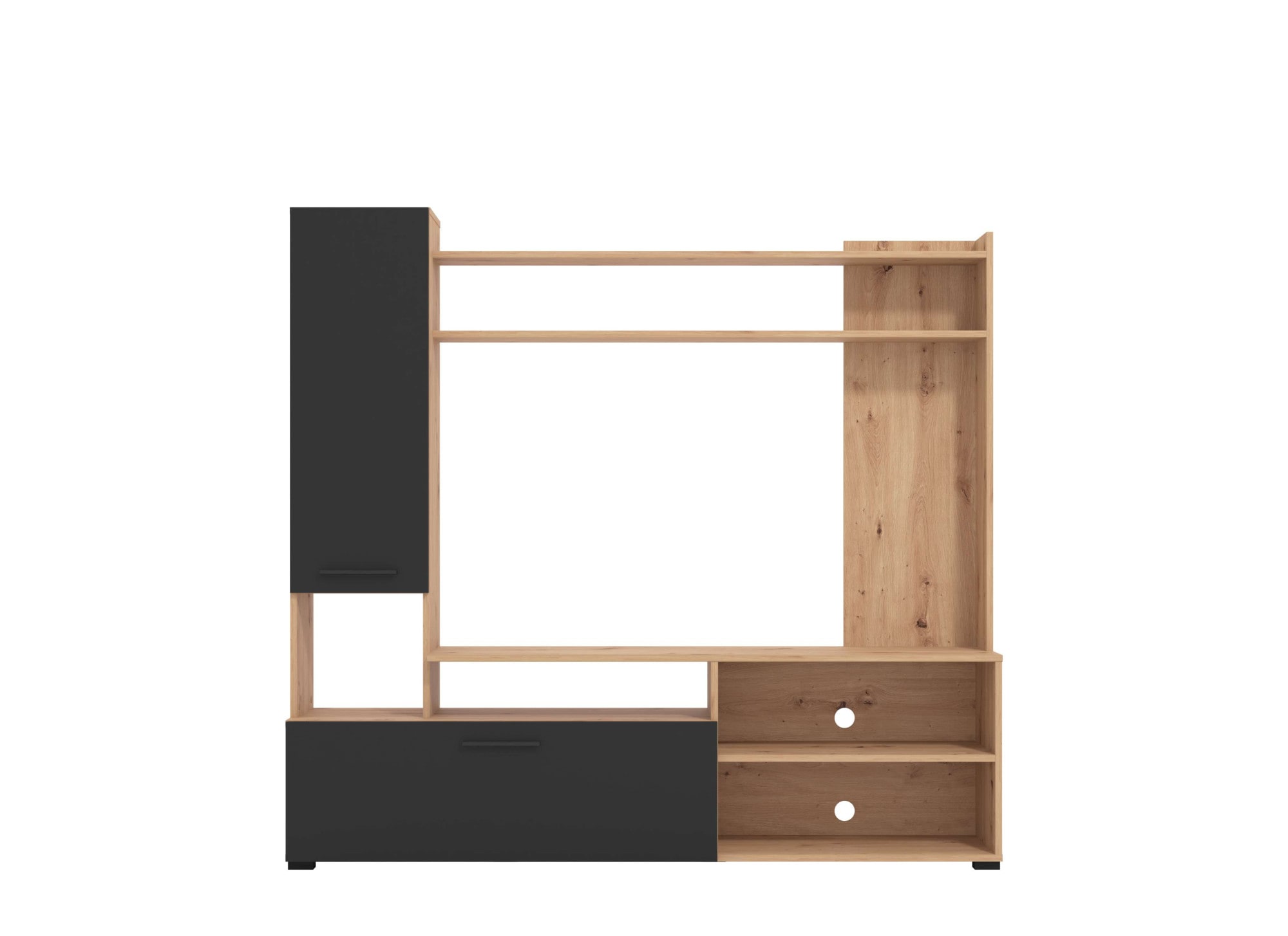 INOSIGN Wohnwand »Braga Wohnwand, Mediawand, Anbauwand, für TV bis 60', Breite 169 cm«, (Komplett-Set, 3 St.), Set besteht aus Standregal, TV-Board und Wandregal, in Artisan Eiche