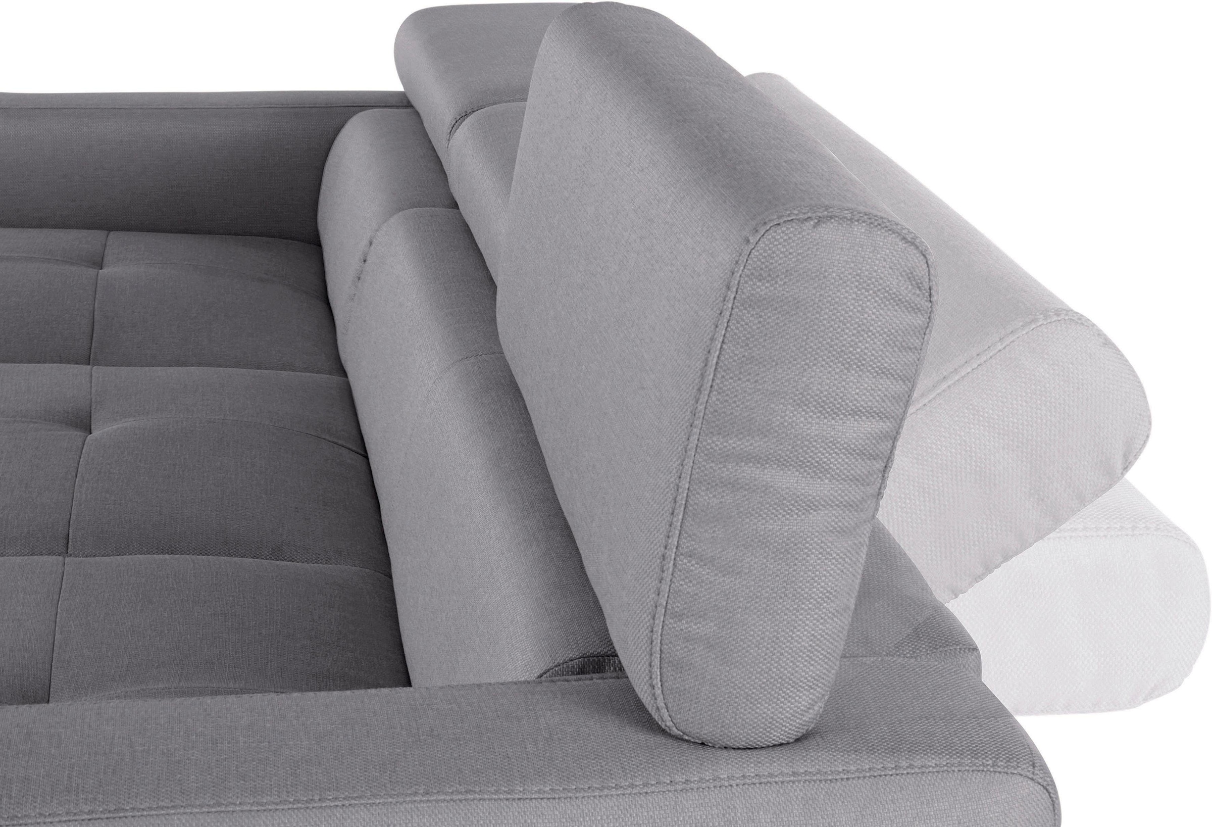 COTTA Polstergarnitur »Sammy L-Form«, (Set), Set bestehend aus: Ecksofa mit Kopfteilverstellung & Hocker