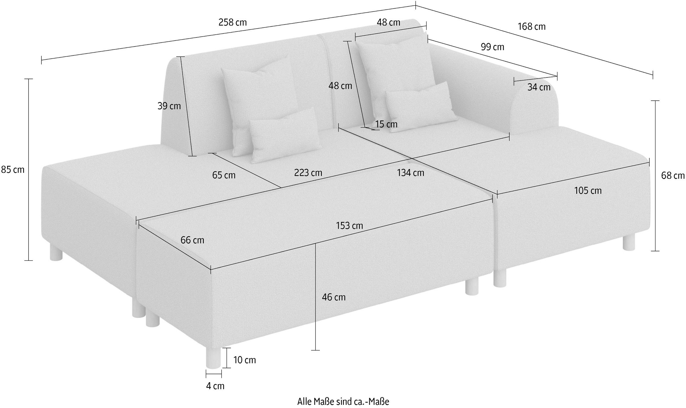 INOSIGN Ecksofa »Suyala«, L-Form mit Hocker