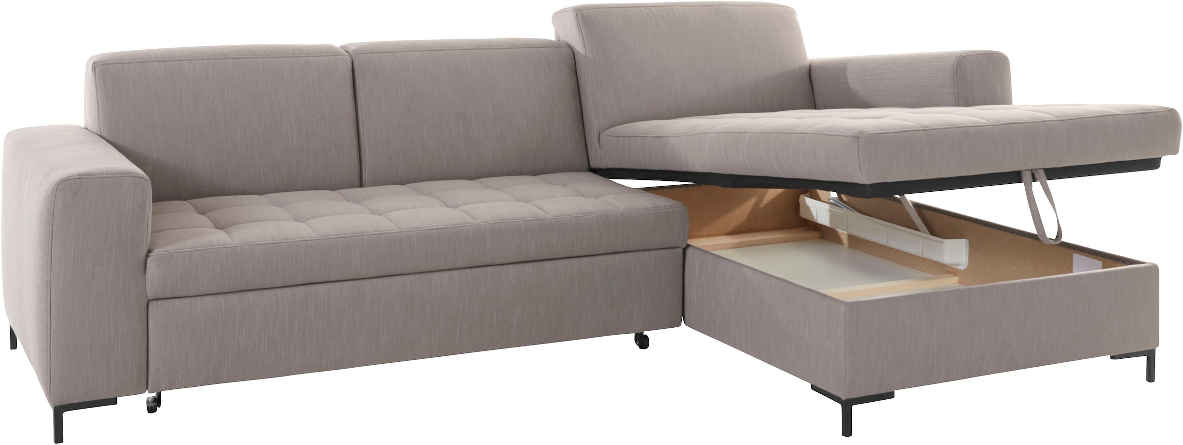 OTTO products Ecksofa »Grazzo, zeitlos und elegant, mit moderner Sitzheftung, L-Form«, hochwertige Stoffe aus recyceltem Material, Steppung im Sitzbereich