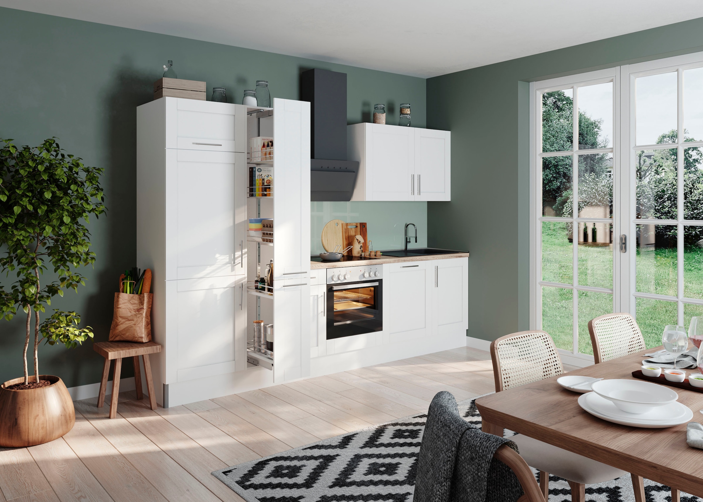 KOCHSTATION Küche »KS-Ahus«, Breite 310 cm,wahlweise mit E-Geräten,MDF Fronten,Soft Close Funktion