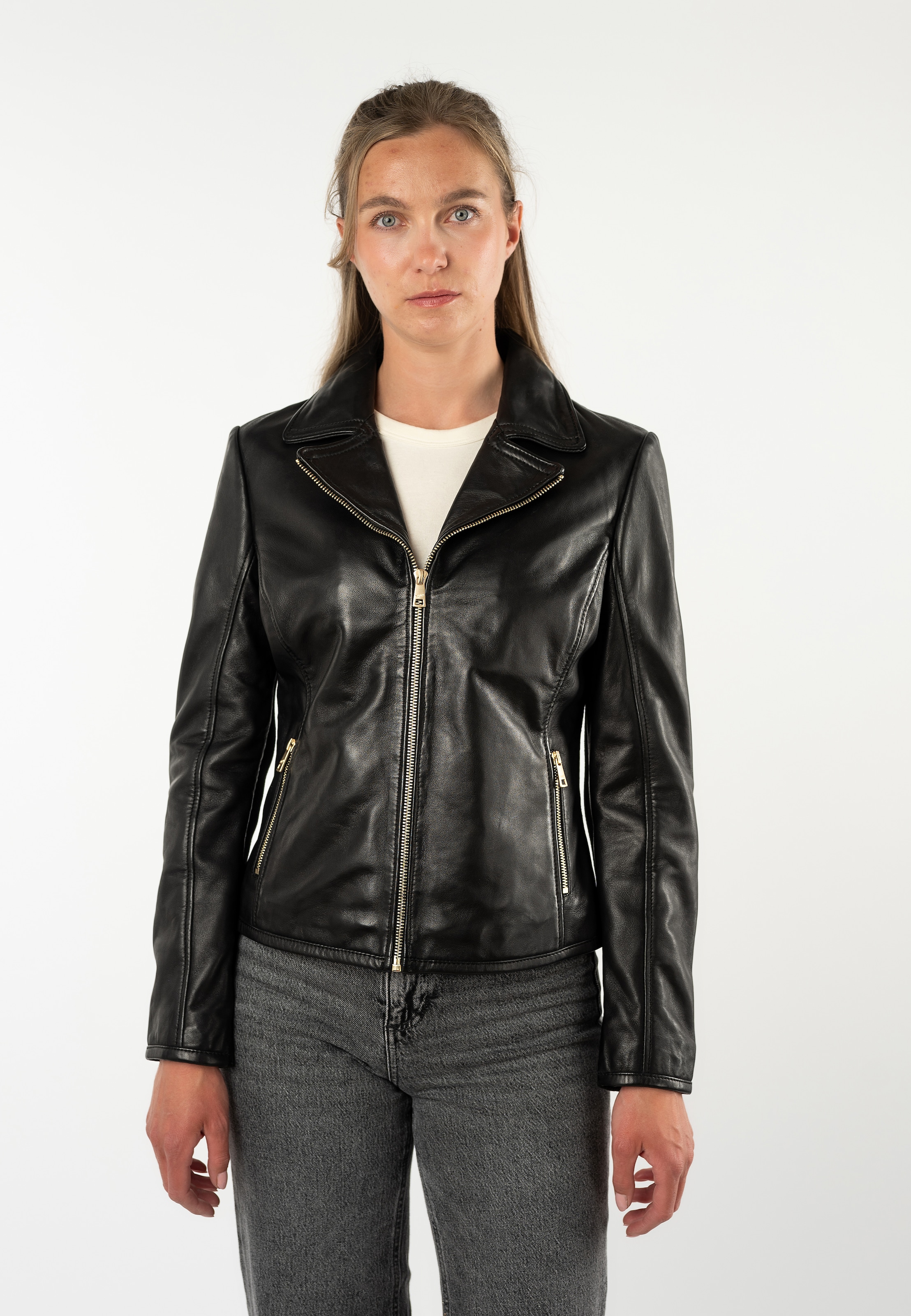 Mauritius Lederjacke »MWZoraya« mit seitlichen Stretch-Einsätzen