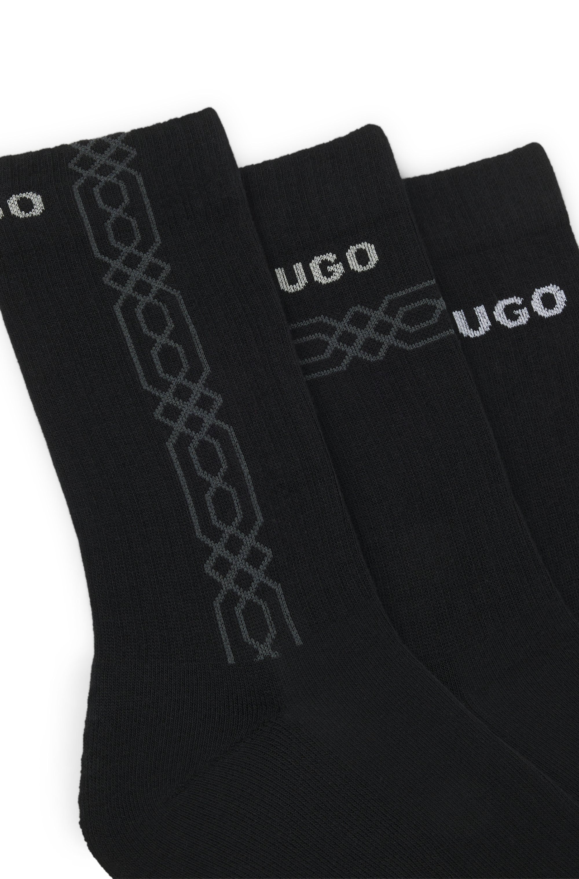 HUGO Underwear Kurzsocken, (Packung, 3 Paar, 3er), Logoschriftzug, grafisches Muster