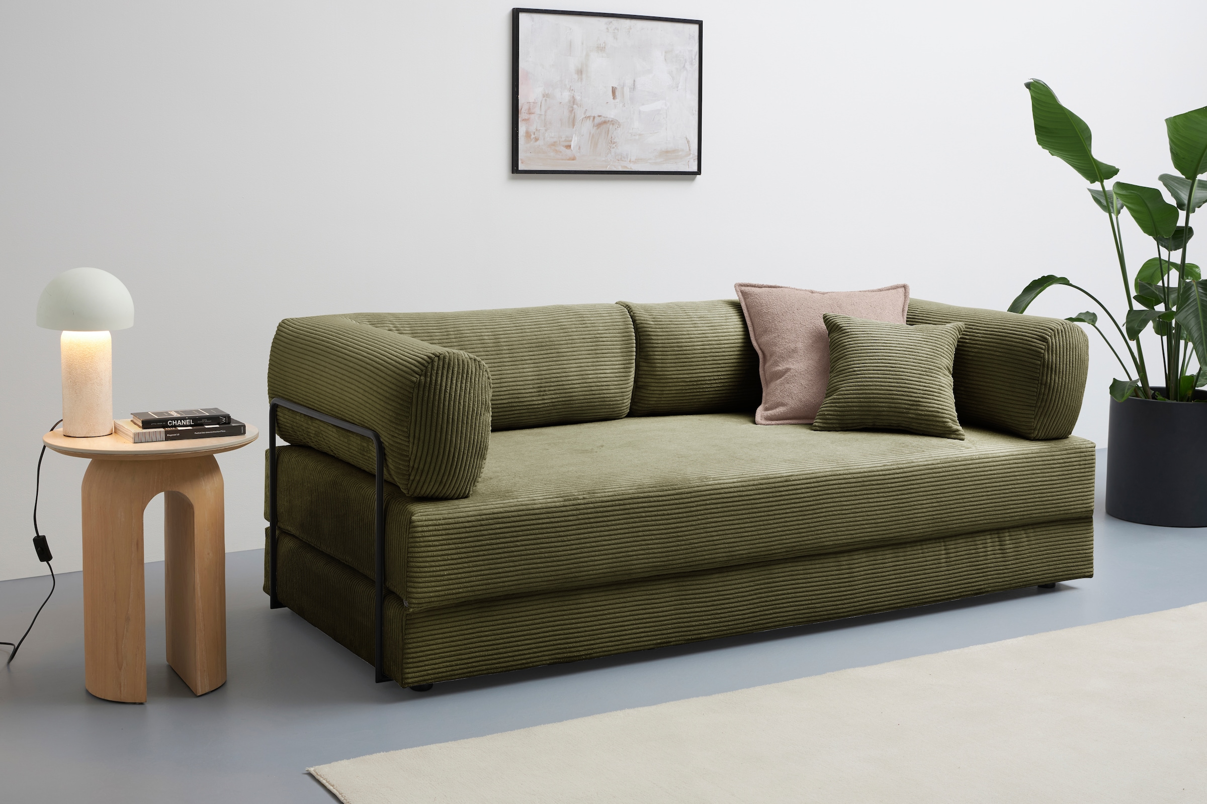 homsy by Ana Johnson Schlafsofa »Folda Dauerschläfer, B: 206 cm, Liegefl. 181x198 cm« mit Bett-/Schlaffunktion, inkl. 1x Zierkissen, Tonnentaschenfederkern