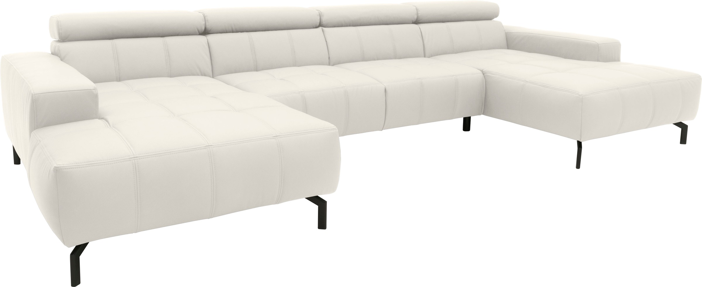 DOMO collection Wohnlandschaft »Cunelli tolle Sitznähte als Designelement, fester Sitzkomfort, U-Form«, wahlweise mit Kopfteilverstellung, bodenfrei