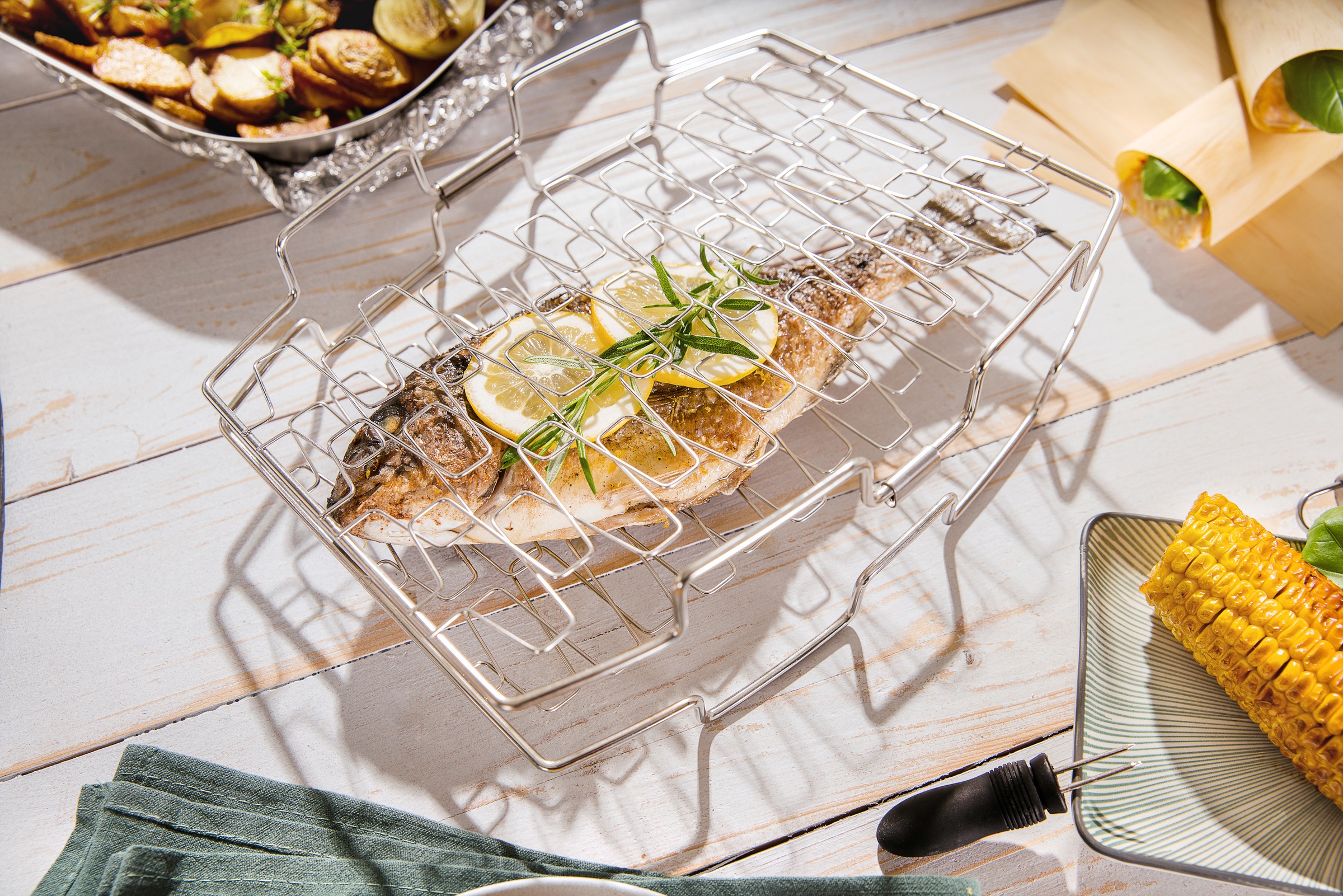 hecht international Grillguthalter »Pescado«, Edelstahl-Metall