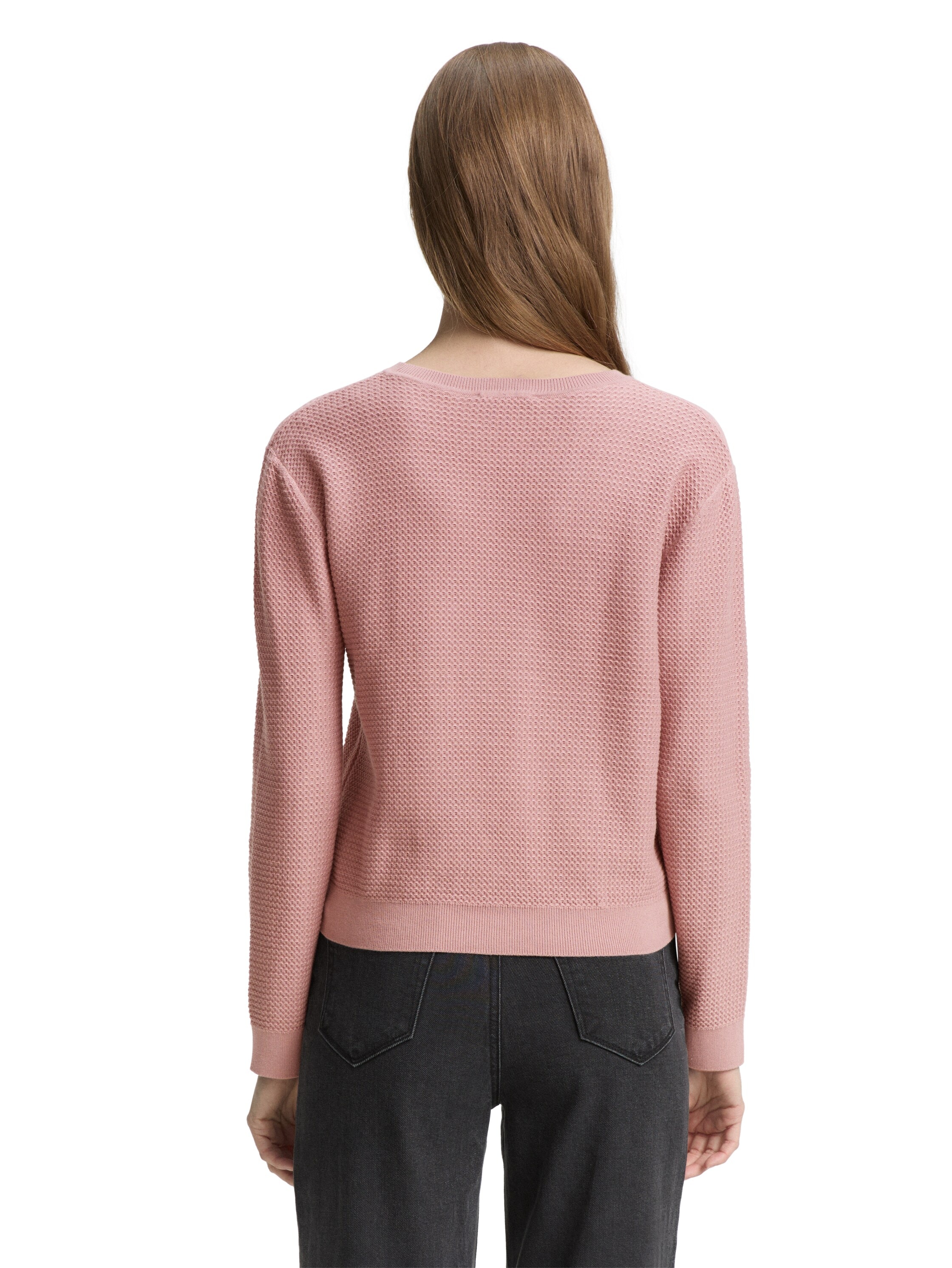 TOM TAILOR Denim V-Ausschnitt-Pullover mit Rippbündchen