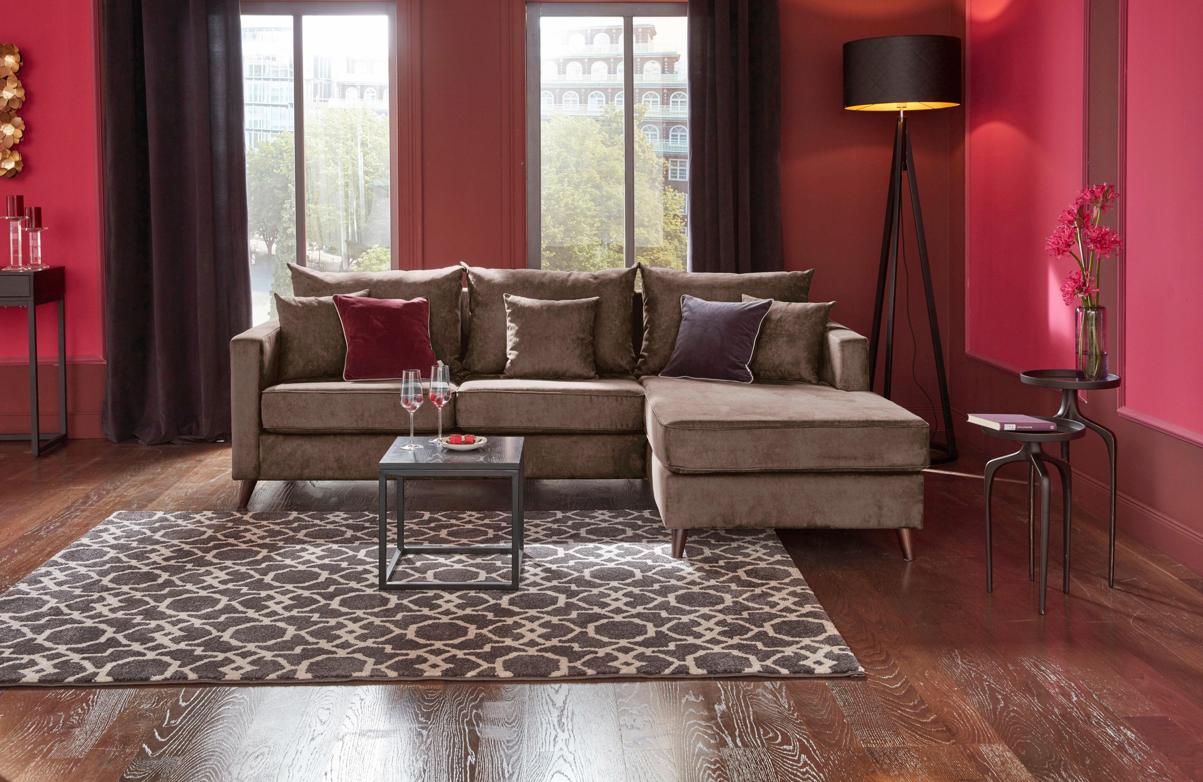 Home affaire Ecksofa »Renesse L-Form« lose Kissen, Keder an Sitzkissen günstig online kaufen