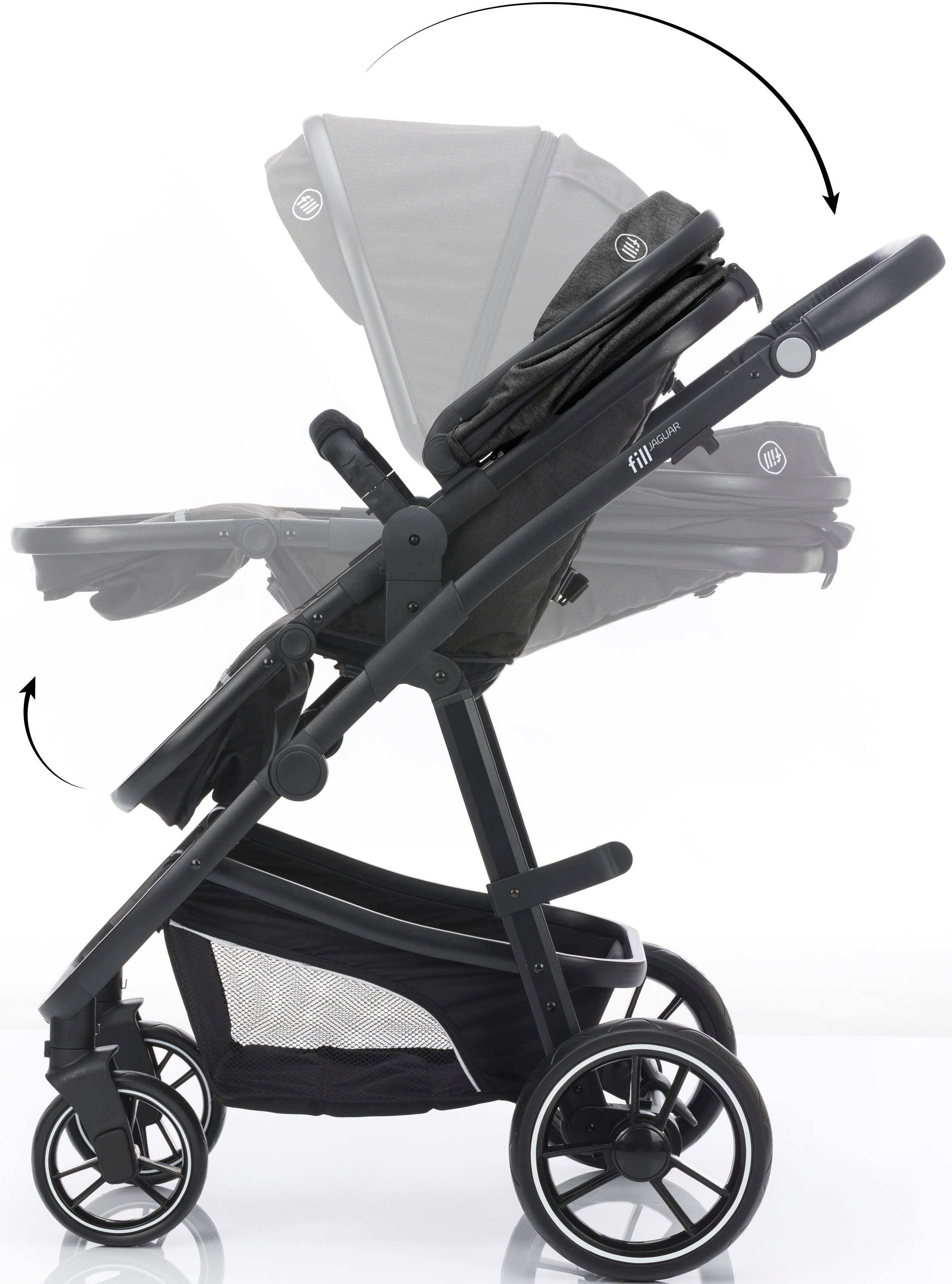 Fillikid Kombi-Kinderwagen »Jaguar, dunkelgrau melange«, 22 kg