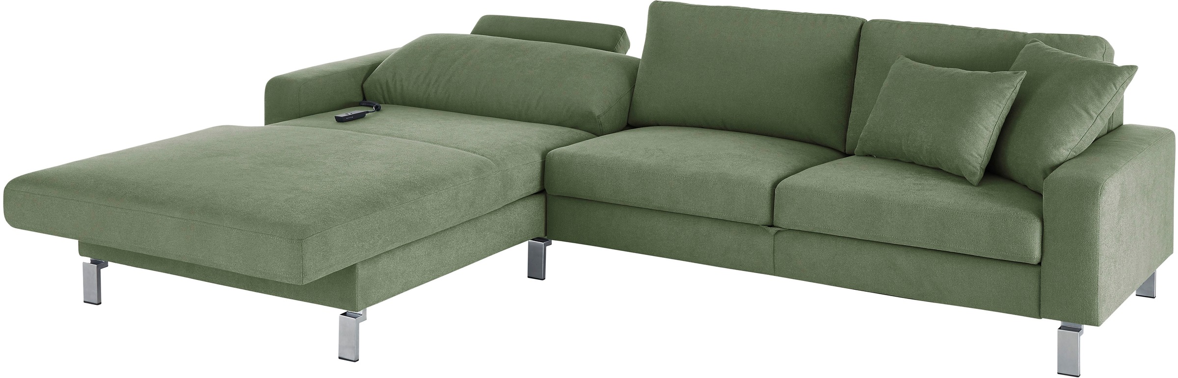3C Candy Ecksofa »Lecce, wahlweise PUR-Schaumstoff oder Tonnentaschenfederkern«, Bett im 2,5-Sitzer, teilmotorische Schlaffunktion im Longchair, L-Form