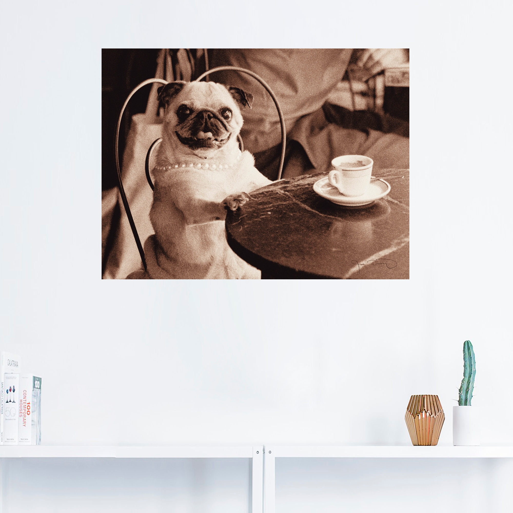Artland Wandbild »Kaffee Mops«, in Rechnung (1 Wandaufkleber als versch. St.), Haustiere, Leinwandbild, auf oder Größen Poster kaufen