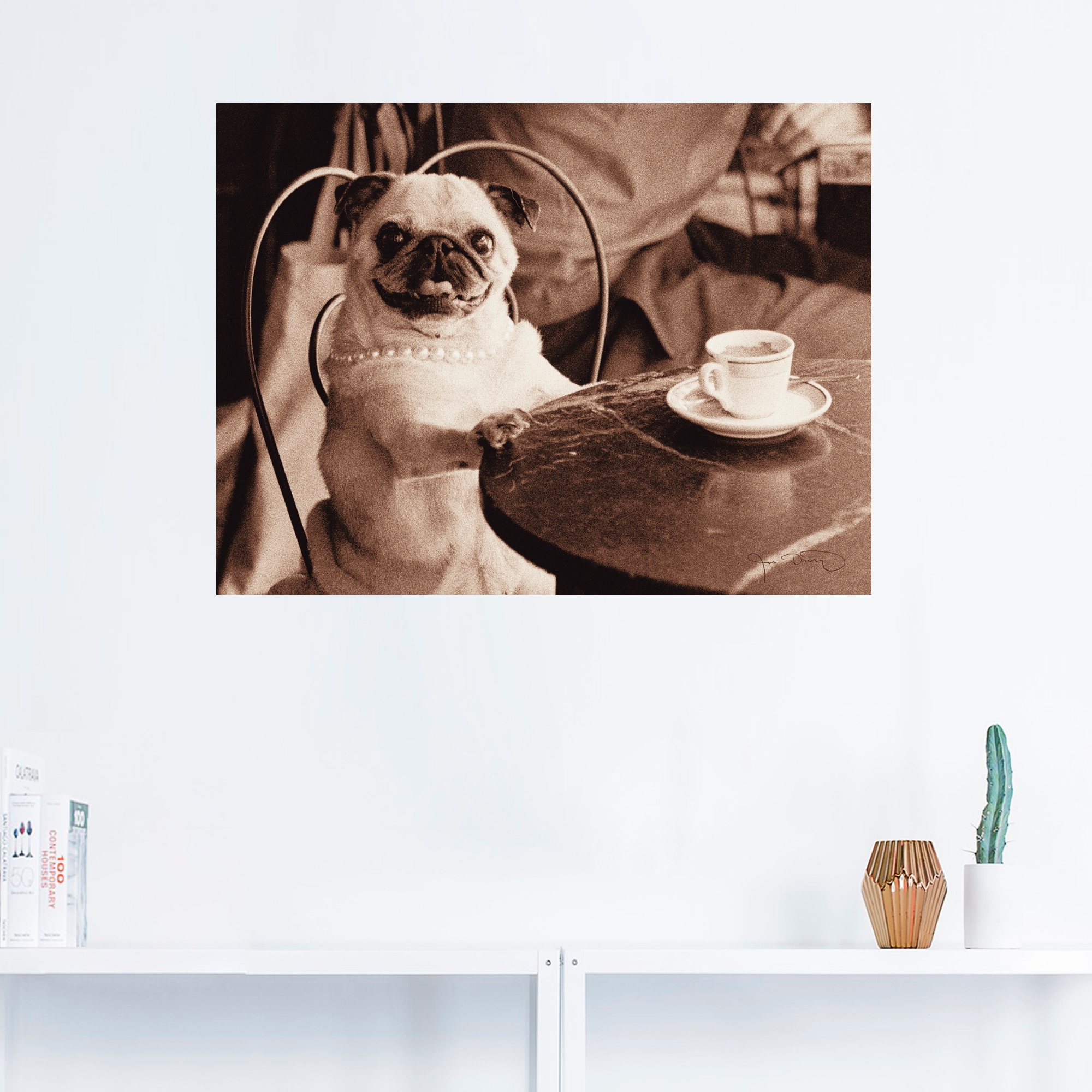 Artland Wandbild »Kaffee Mops«, Haustiere, (1 St.), als Leinwandbild, Poster, Wandaufkleber in verschied. Größen