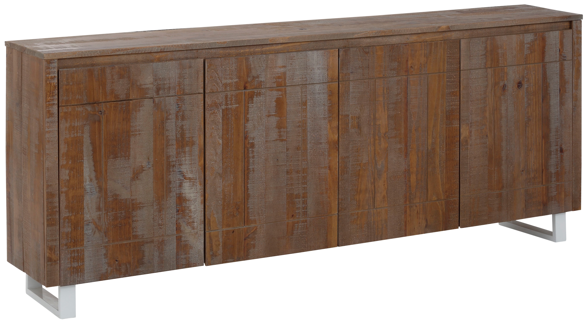 Home affaire Sideboard »Lagos«, Kommode aus massivem Kiefernholz, mit weiß lackiertem Beingestell