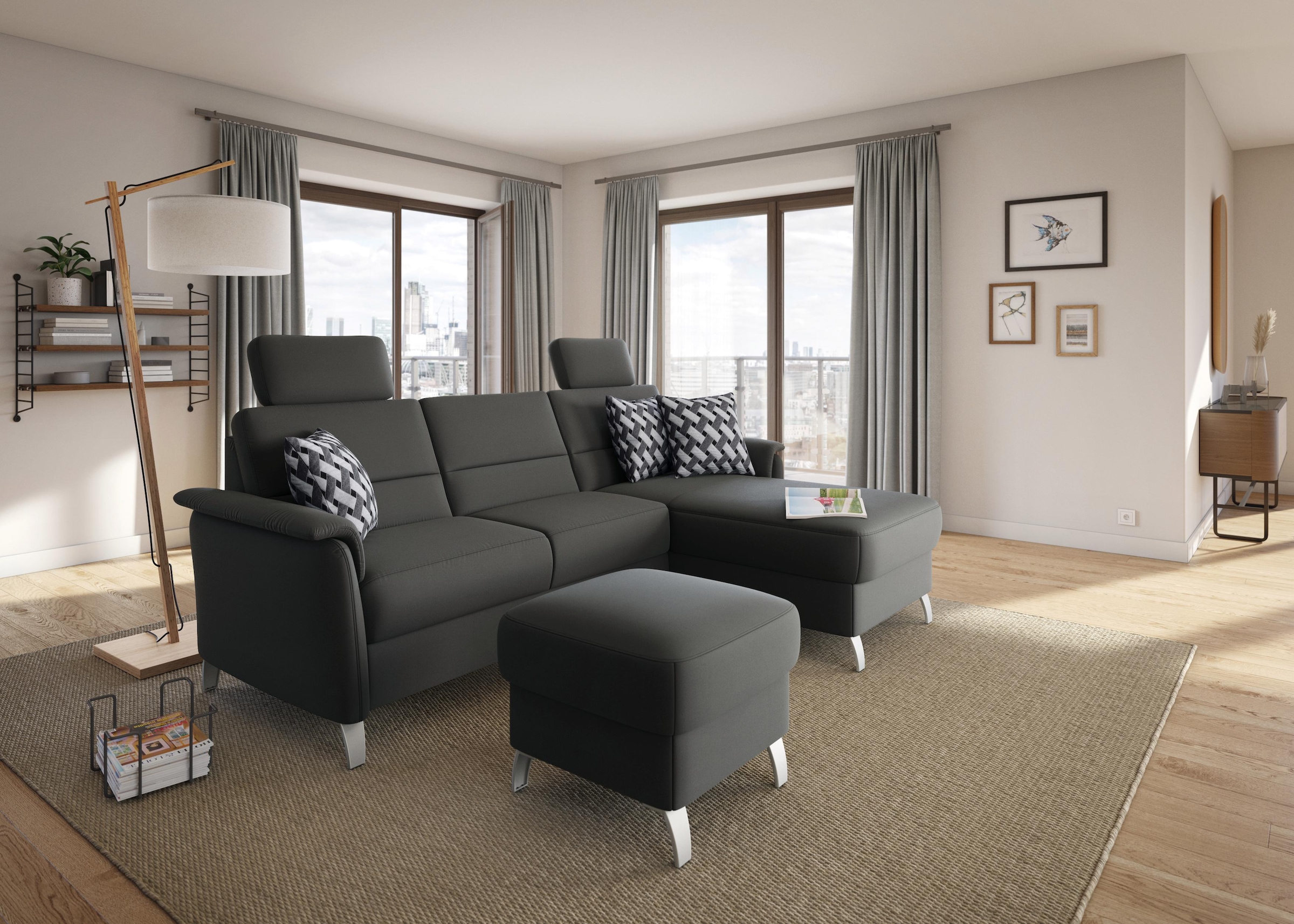 sit&more Ecksofa »Palmera L-Form, B: 244 cm« optional Bettfunktion & Bettka günstig online kaufen