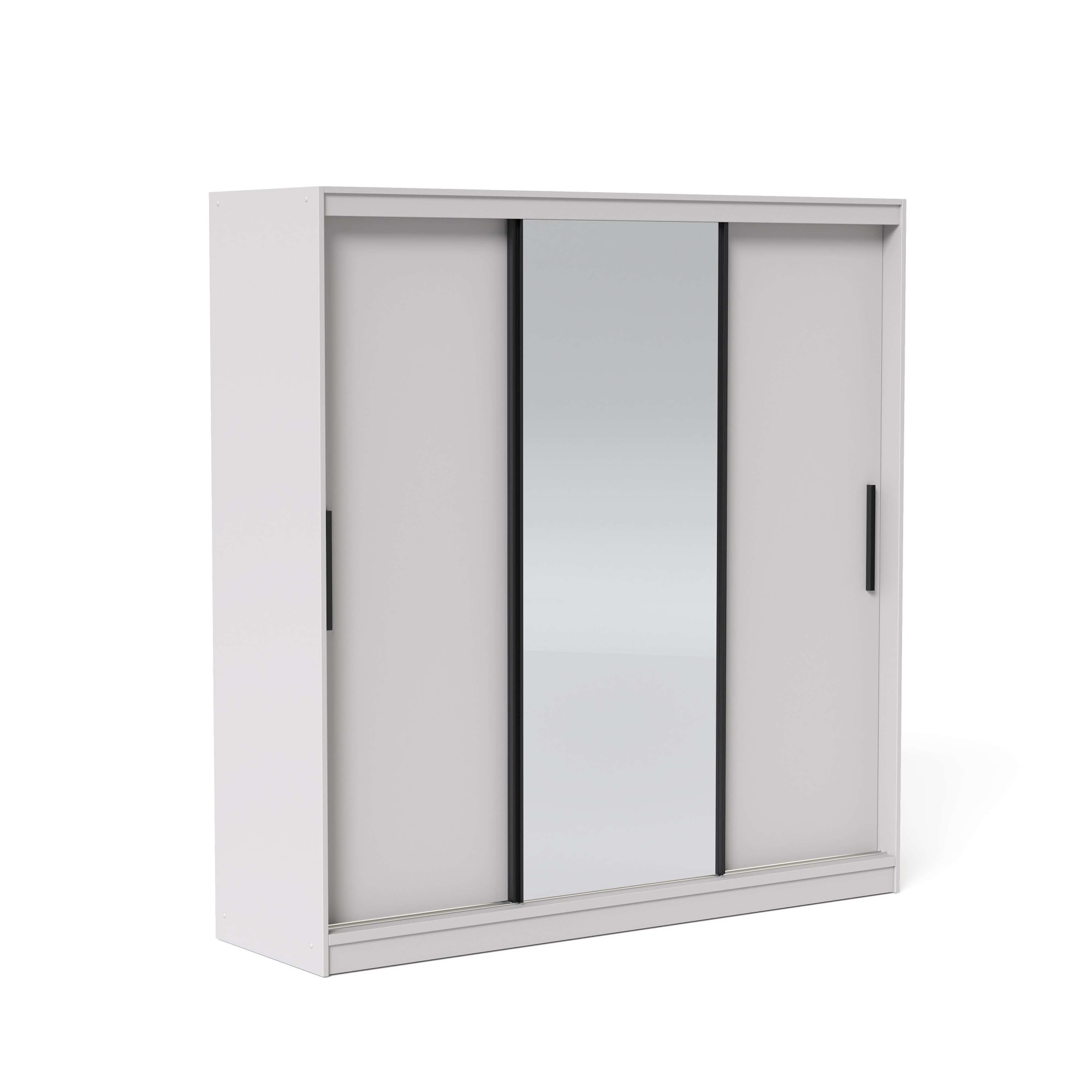 OTTO home Schwebetürenschrank »JORELLA, Premium Innenausstattung, maximaler Stauraum, Made in EU« H/B/T ca. 210/200/59 cm, 4 Schubladen, 2 Kleiderstangen, 8 Fächer,  3 Türen, schwarze Kontraste, Spiegel, modernes Design