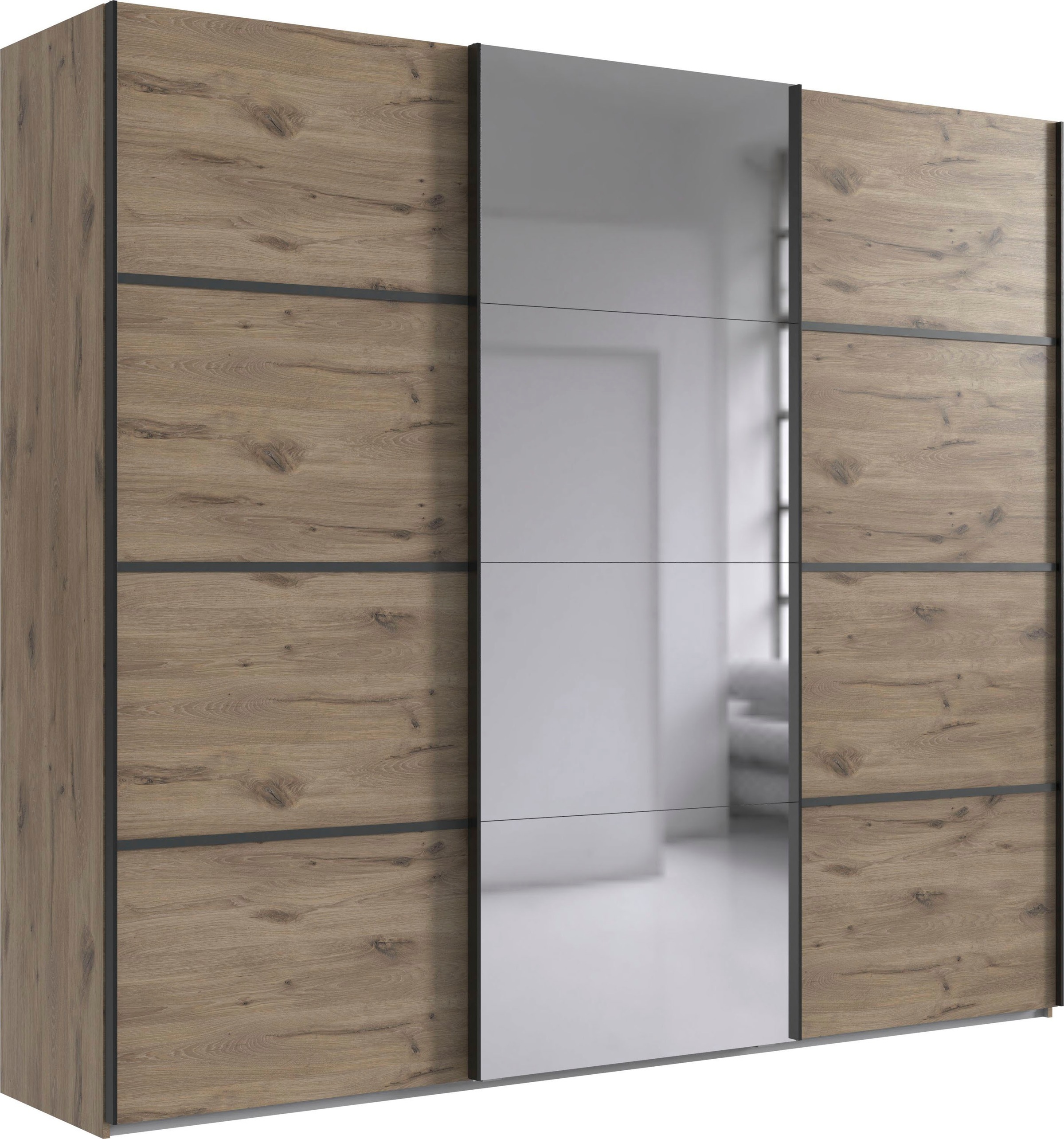 Wimex Schwebetürenschrank »Jork Kleiderschrank mit Spiegel, schwarze Metall günstig online kaufen