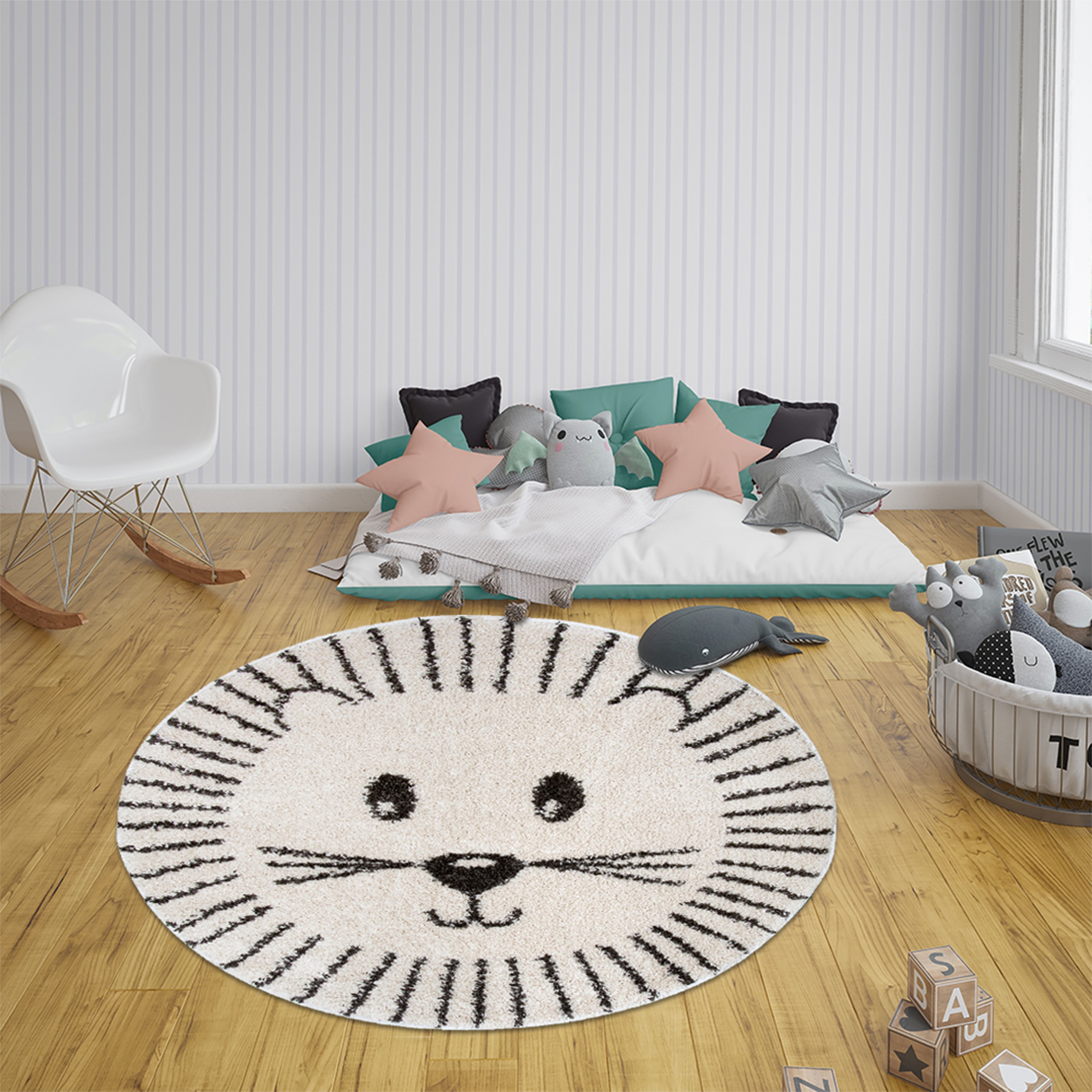 HANSE Home Kinderteppich »Lion Thal«, rund, 33 mm Höhe, Hochflor Spielunterlage, Tiermotiv, Strapazierfähig, Robust