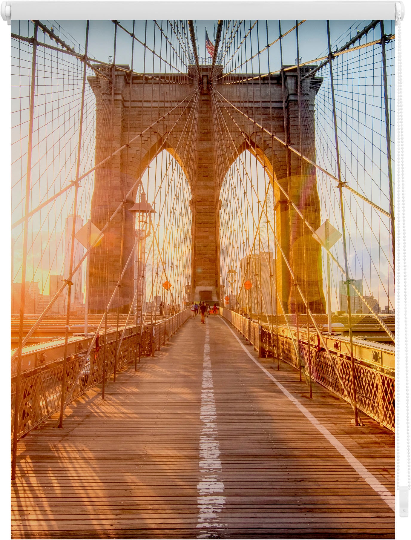 LICHTBLICK ORIGINAL Seitenzugrollo »Klemmfix Motiv Brooklyn Lichtschutz, Bridge«, Bohren, und bestellen bequem bedruckt freihängend, ohne schnell