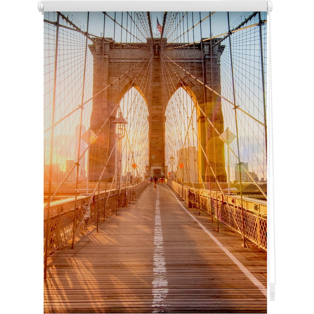 LICHTBLICK ORIGINAL Seitenzugrollo »Klemmfix Motiv Brooklyn Bridge«, Lichtschutz, ohne Bohren, freihängend, bedruckt