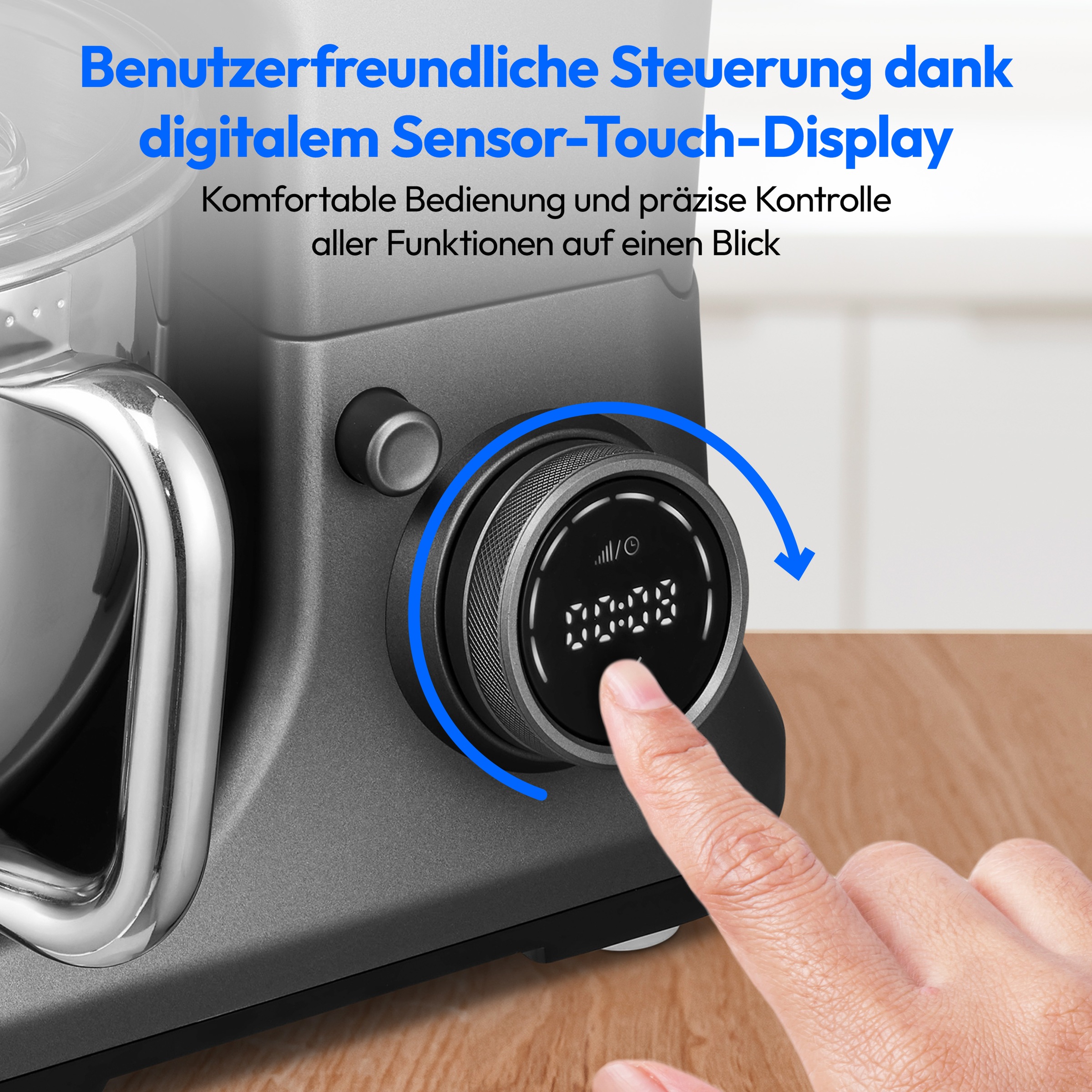Medion® Küchenmaschine »MD 18430, 8 Geschwindigkeitsstufen, Impulsfunktion, 5L Rührschüssel«, Mit umfangreichem Zubehör-Set, Mixeraufsatz, Fleischwolf-Aufsatz