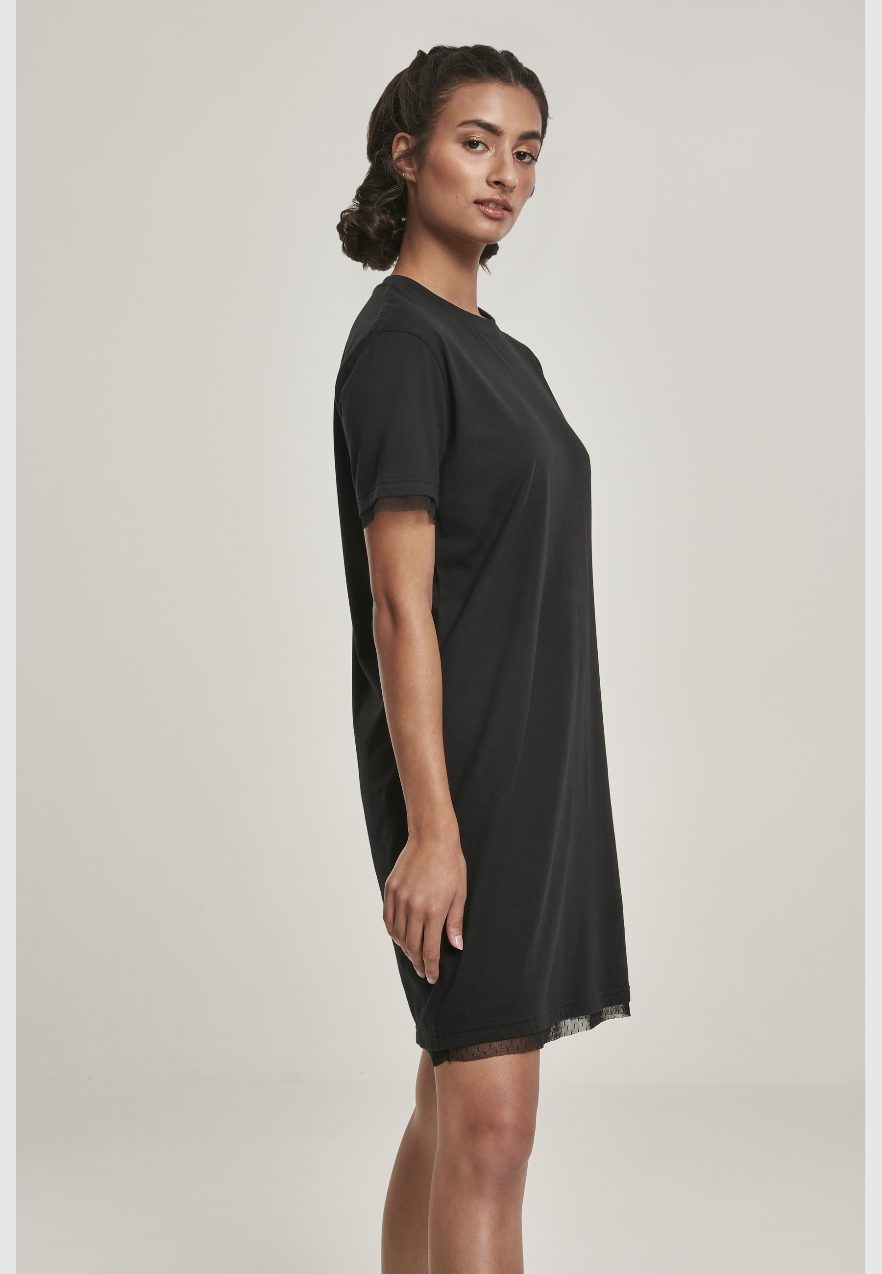 URBAN CLASSICS Shirtkleid »Urban Classics Damen Ladies Boxy Lace Hem Tee Dress« 1 Stk. tlg.