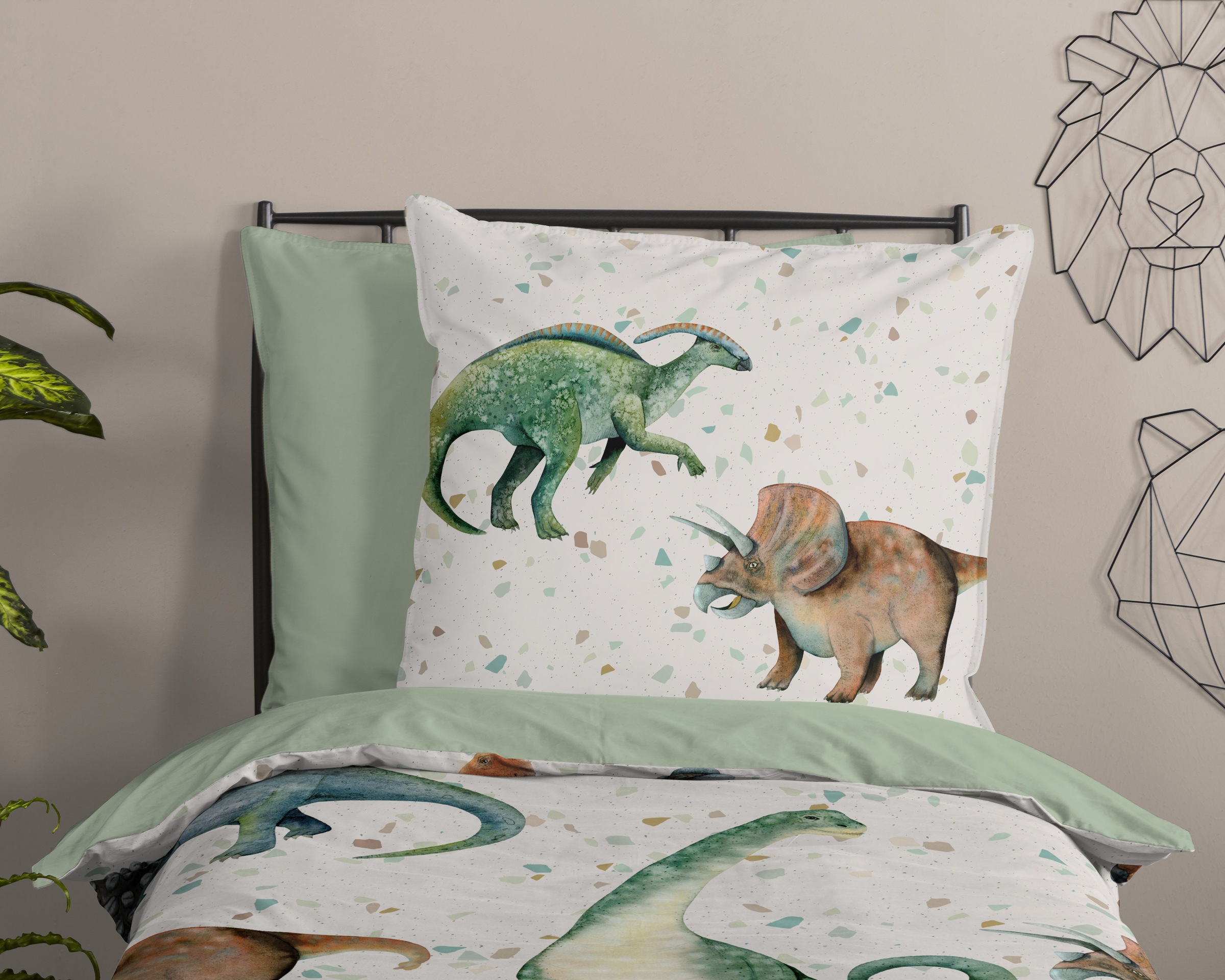 PURE luxury collection Kinderbettwäsche »Jura« 2 Stk. tlg. Mikrofaser, 135x200, 2 Teilig, Wendeoptik, Kind, Junge, Dino