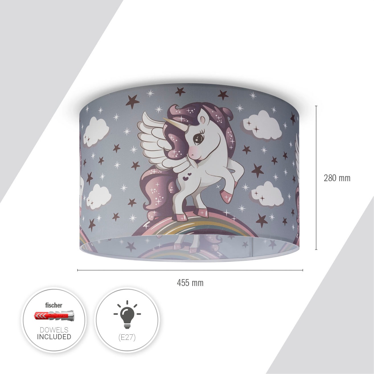 Paco Home Deckenleuchte »Hugo Cosmo 213«, Leuchtmittel E27 | ohne Leuchtmittel, Kinderlampe LED Kinderzimmer Lampe Mit Einhorn, E27