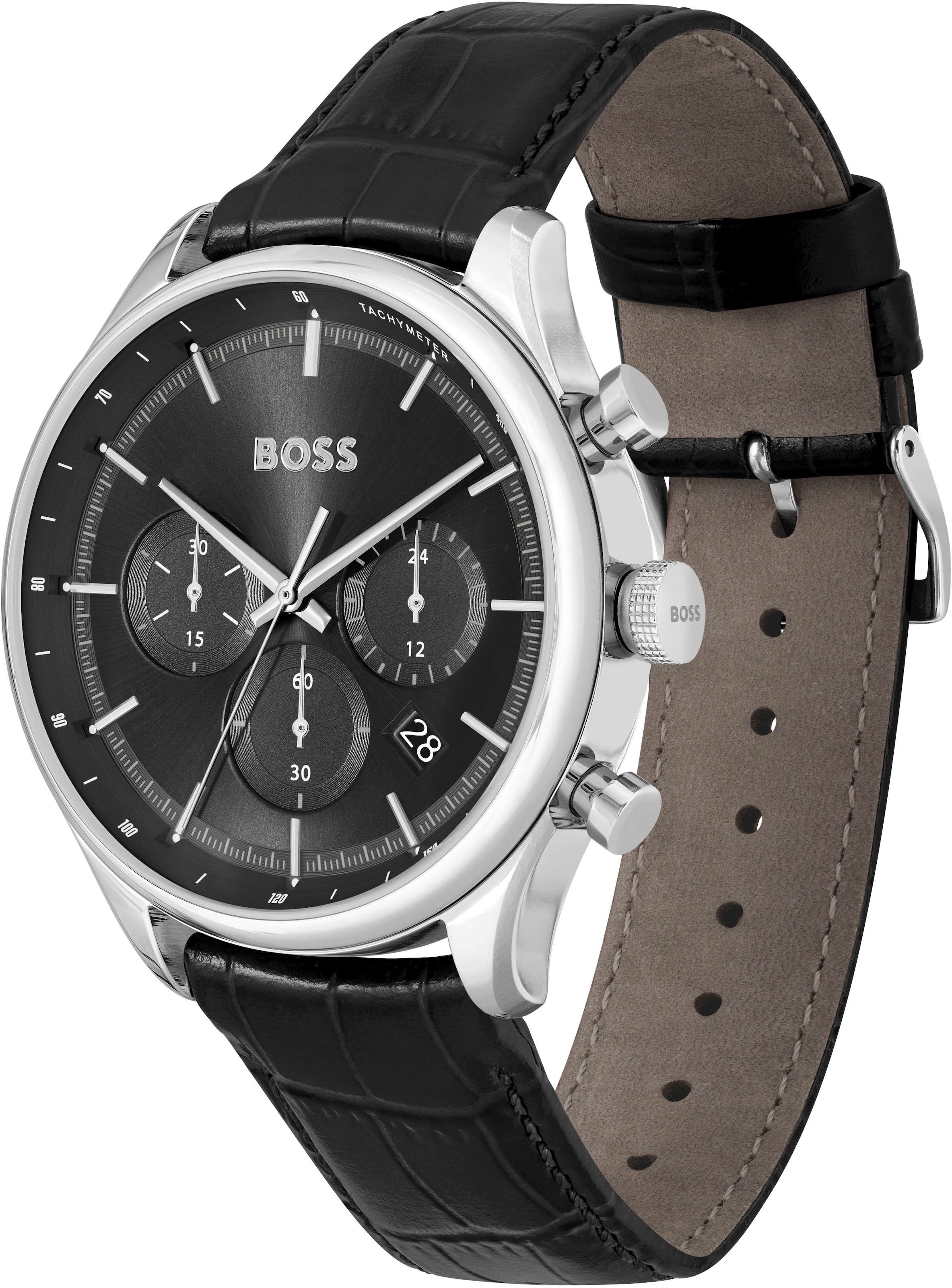 BOSS Chronograph »GREGOR«, Quarzuhr, Herrenuhr, Armbanduhr, Stoppfunktion, Lederarmband