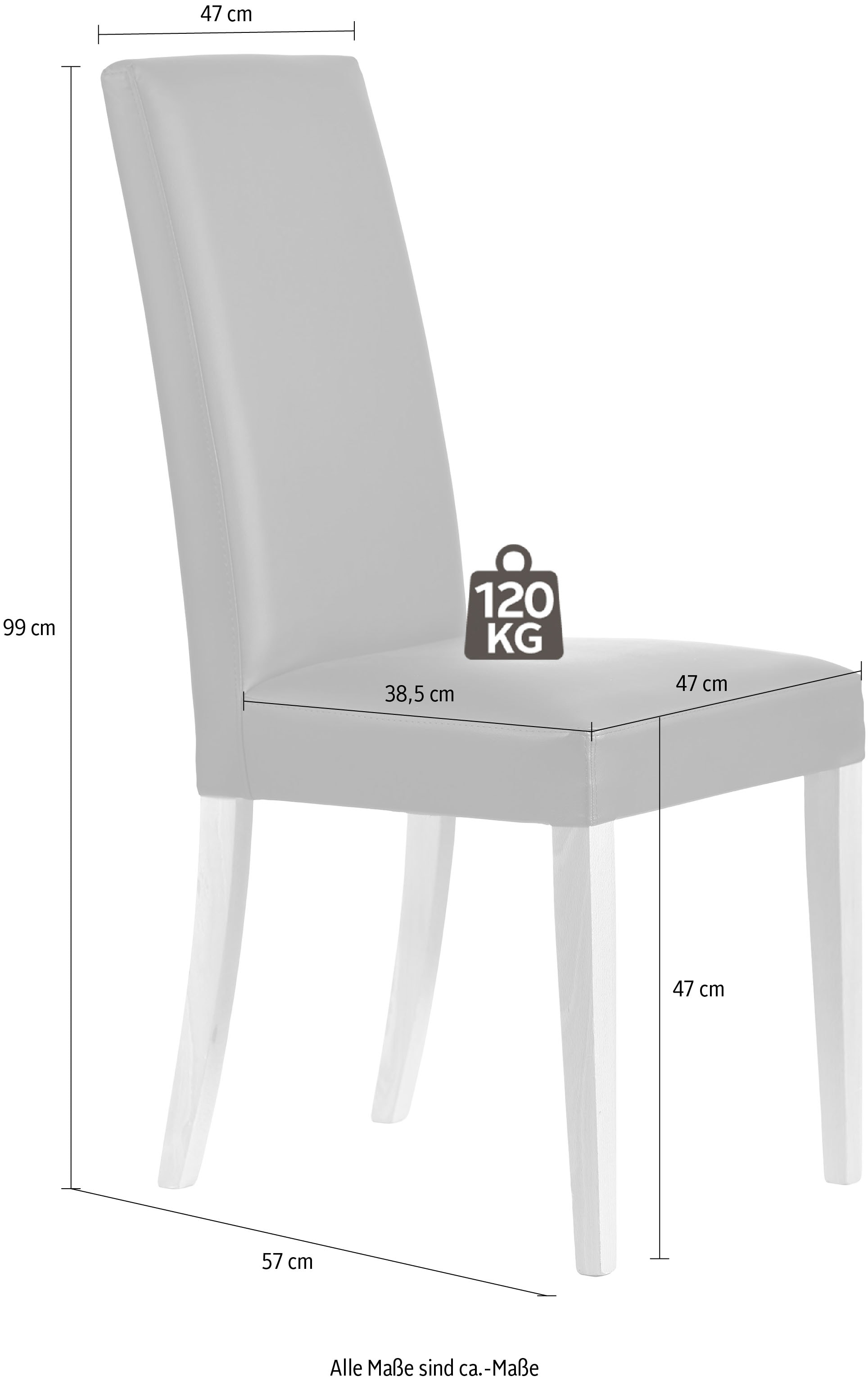 Home affaire Polsterstuhl »Java«, (Set), 2 St., Kunstleder, Gestell aus Massivholz, im 2er-Set, naturfarben oder dunkle